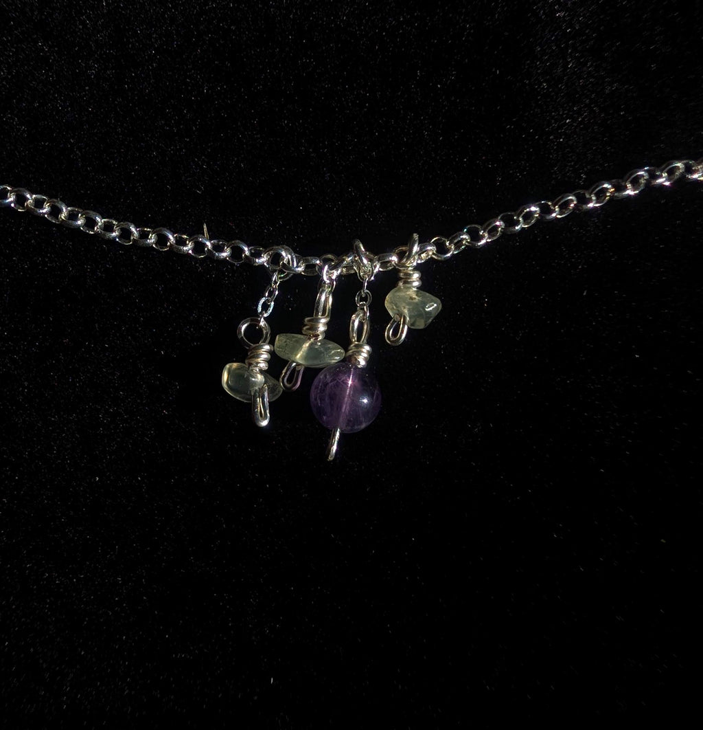 Prehnite amethyst face chain