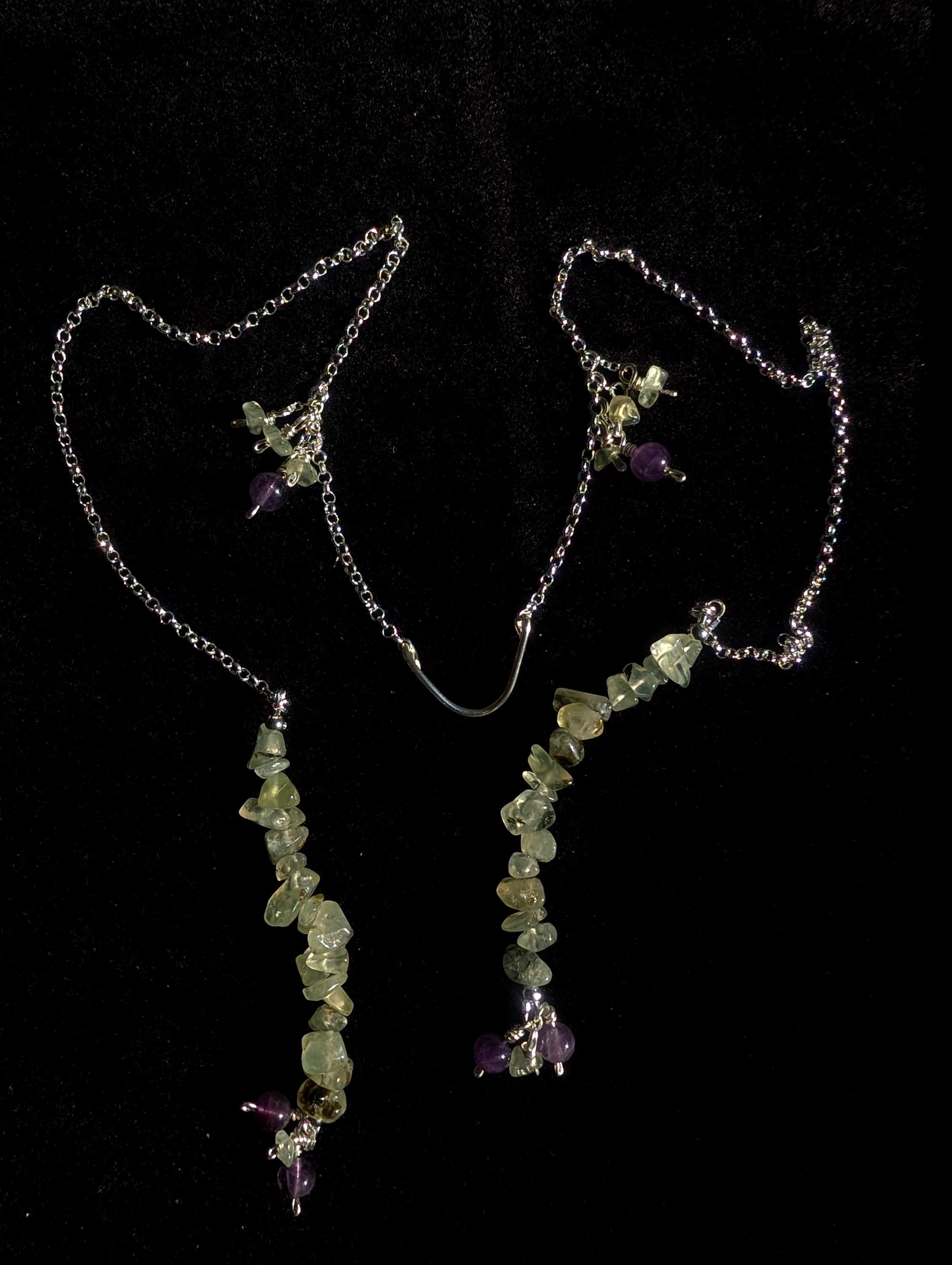 Prehnite amethyst face chain