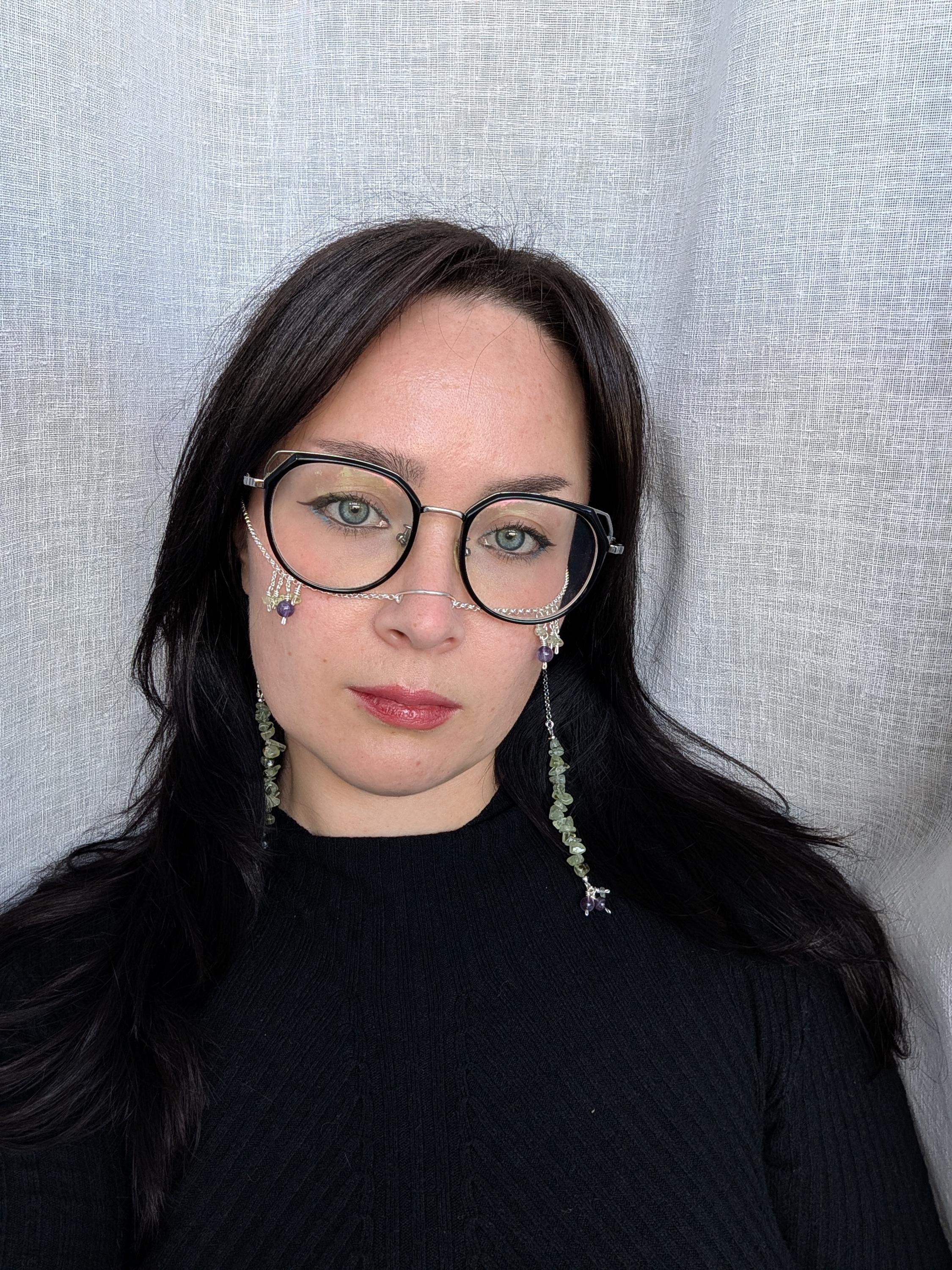 Prehnite amethyst face chain