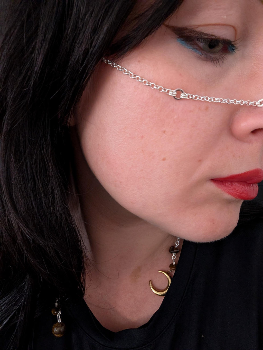 Celestial tiger eye face chain