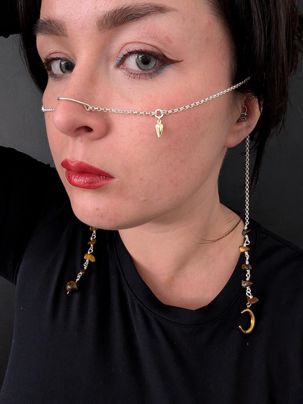 Celestial tiger eye face chain