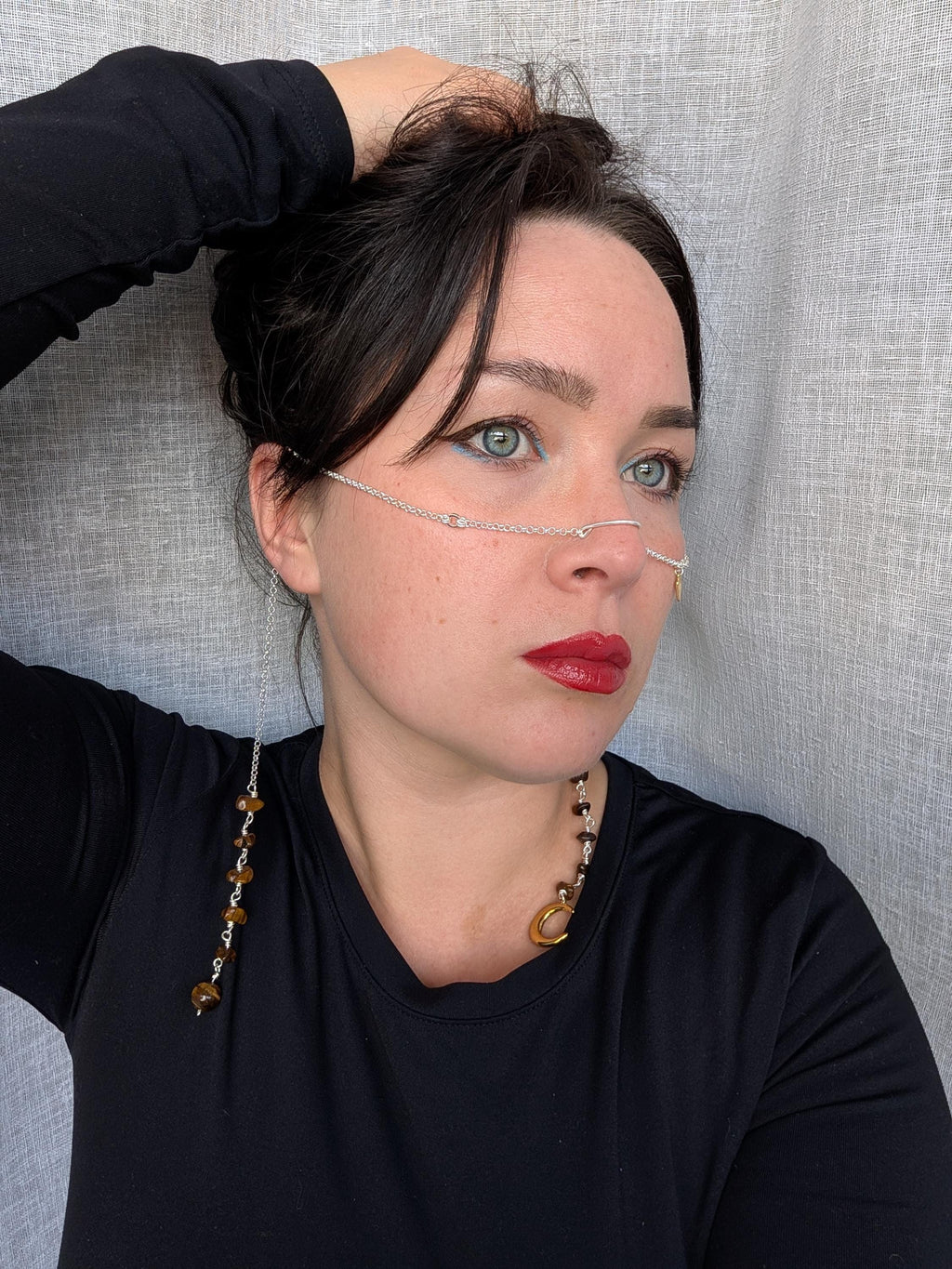 Celestial tiger eye face chain