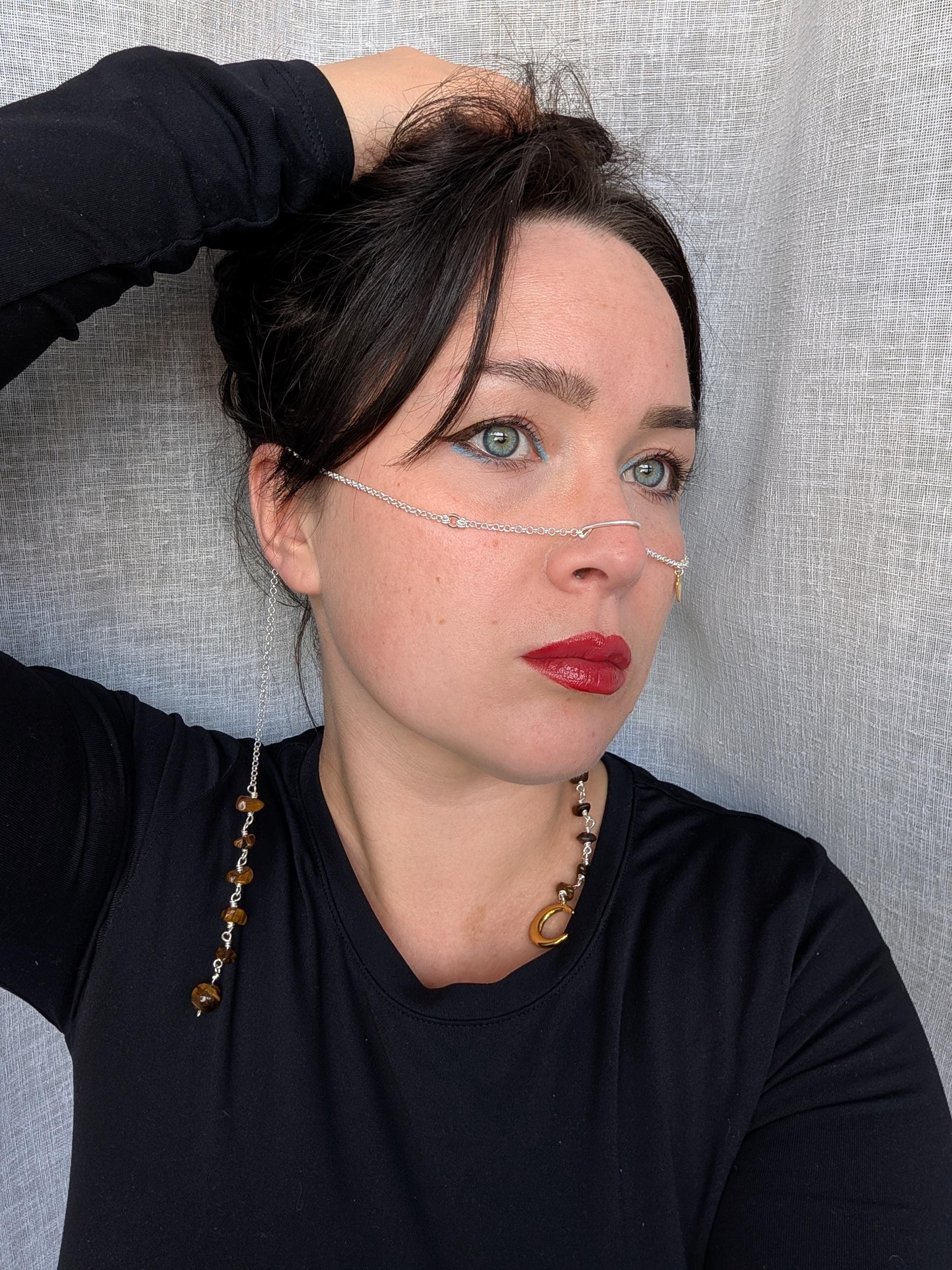Celestial tiger eye face chain