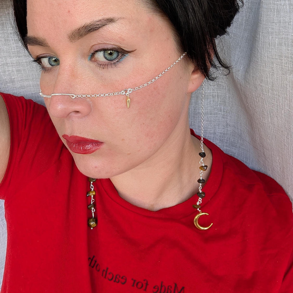 Celestial tiger eye face chain
