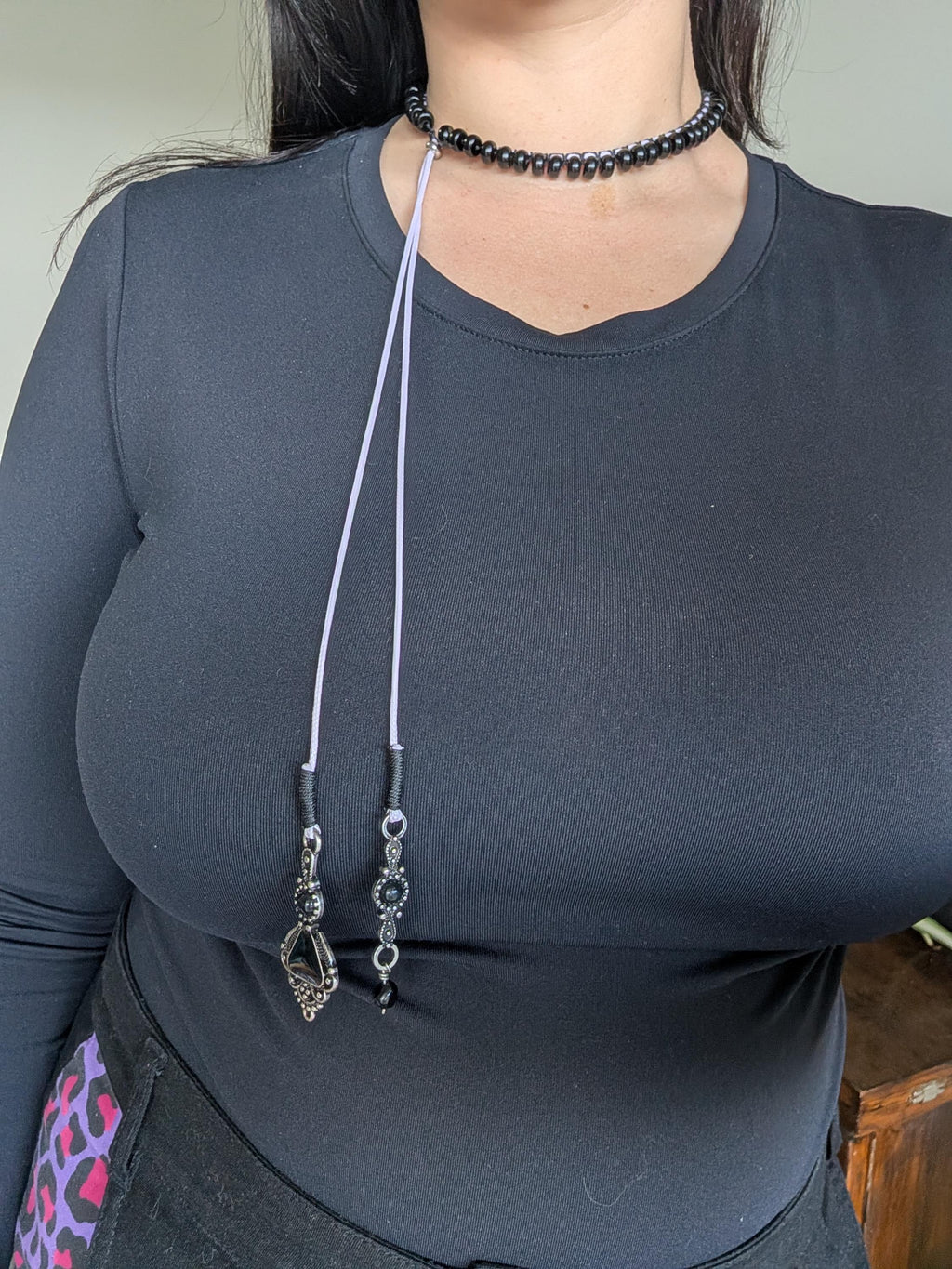 Black onyx choker necklace
