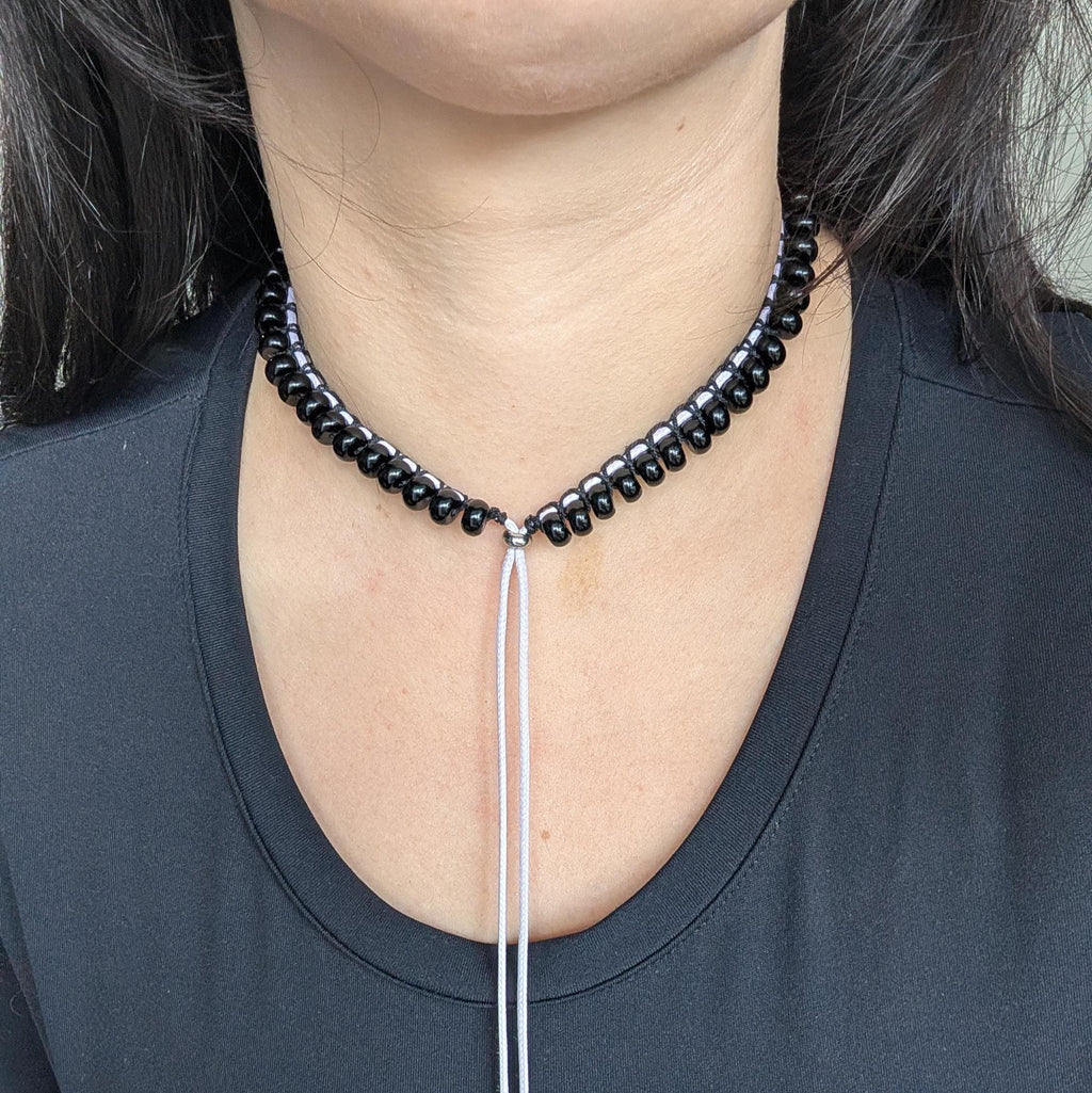 Black onyx choker necklace
