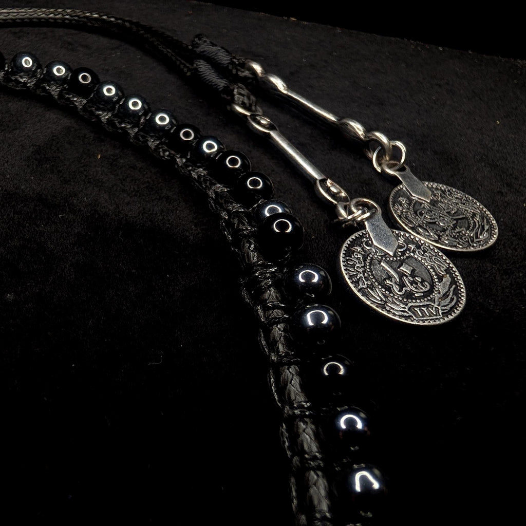 Multi way black onyx and hematite choker necklace