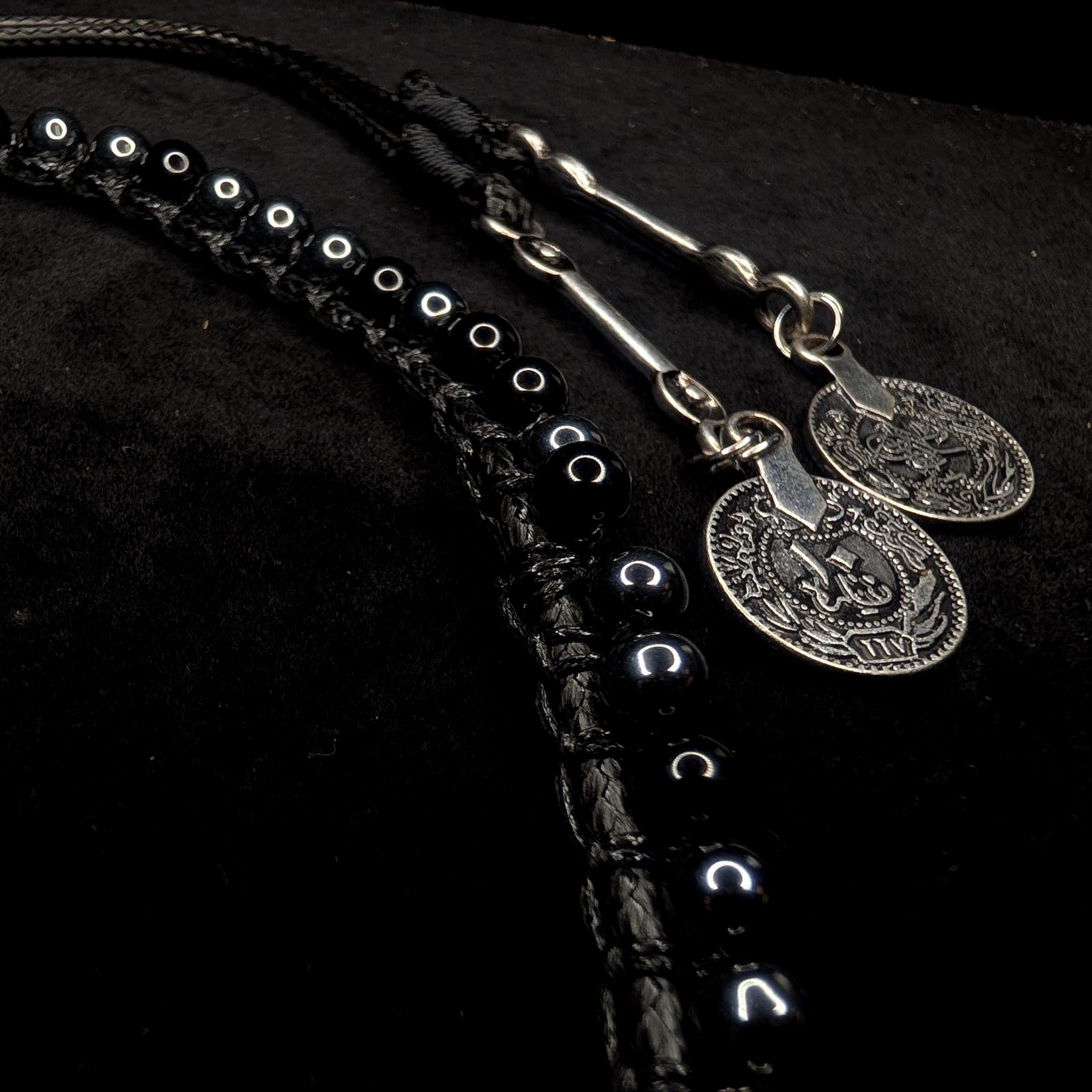 Multi way black onyx and hematite choker necklace