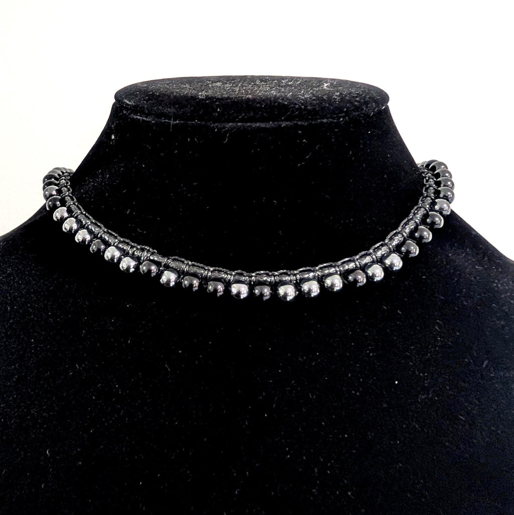 Multi way black onyx and hematite choker necklace