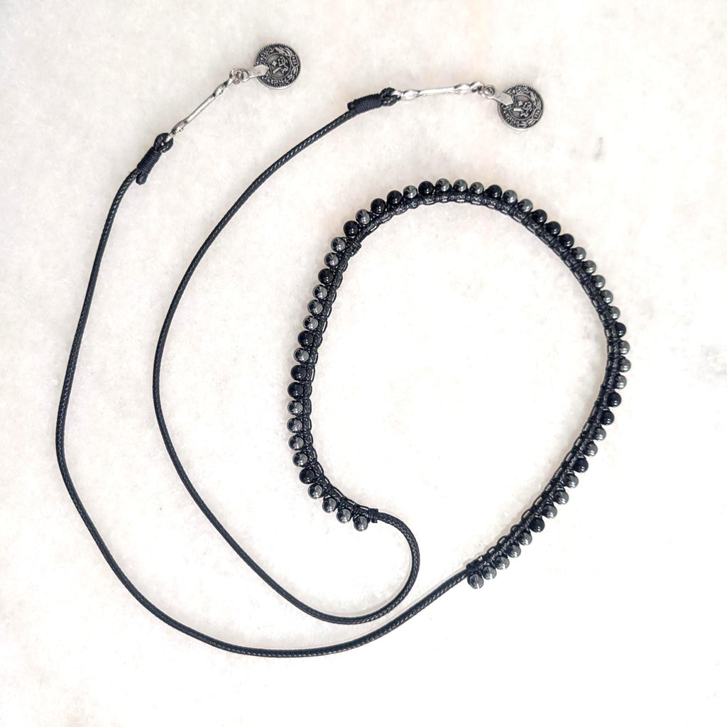 Multi way black onyx and hematite choker necklace
