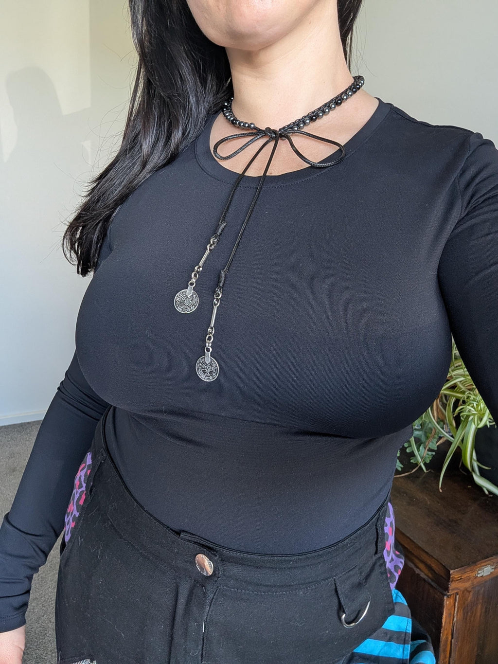 Multi way black onyx and hematite choker necklace