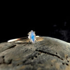 Natural rainbow moonstone minimalist ring | 925 sterling silver