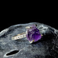 Raw natural amethyst and white topaz ring | 925 sterling silver