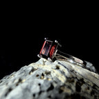 Elegant natural garnet rectangle ring | 925 Sterling Silver