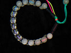 Clear quartz and moonstone double row bracelet | Rainbow or white cord wristband