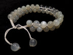 Clear quartz and moonstone double row bracelet | Rainbow or white cord wristband