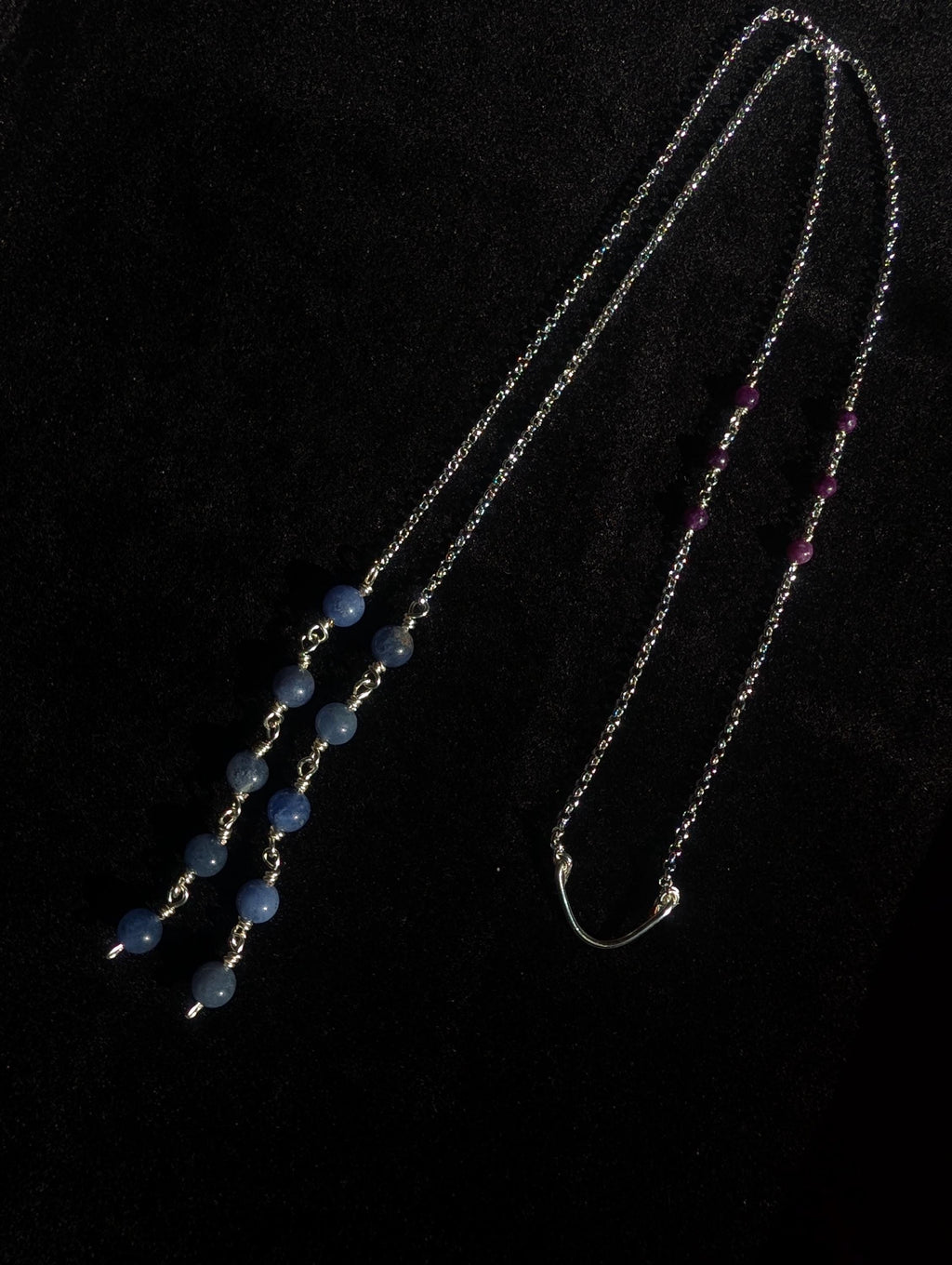 Lepidolite sodalite face chain