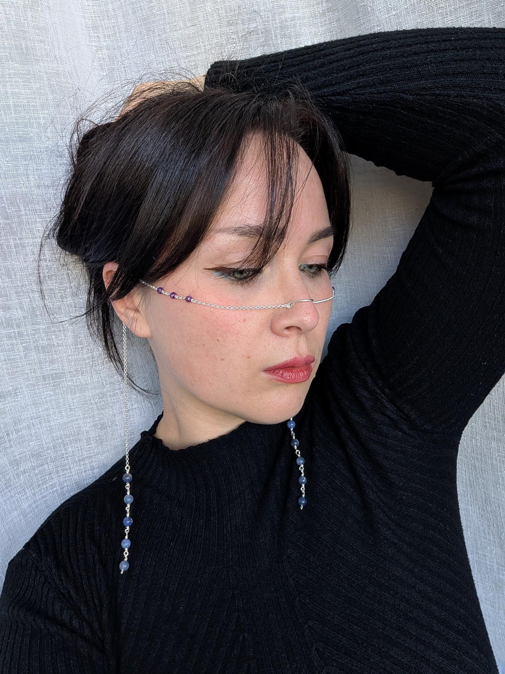 Lepidolite sodalite face chain