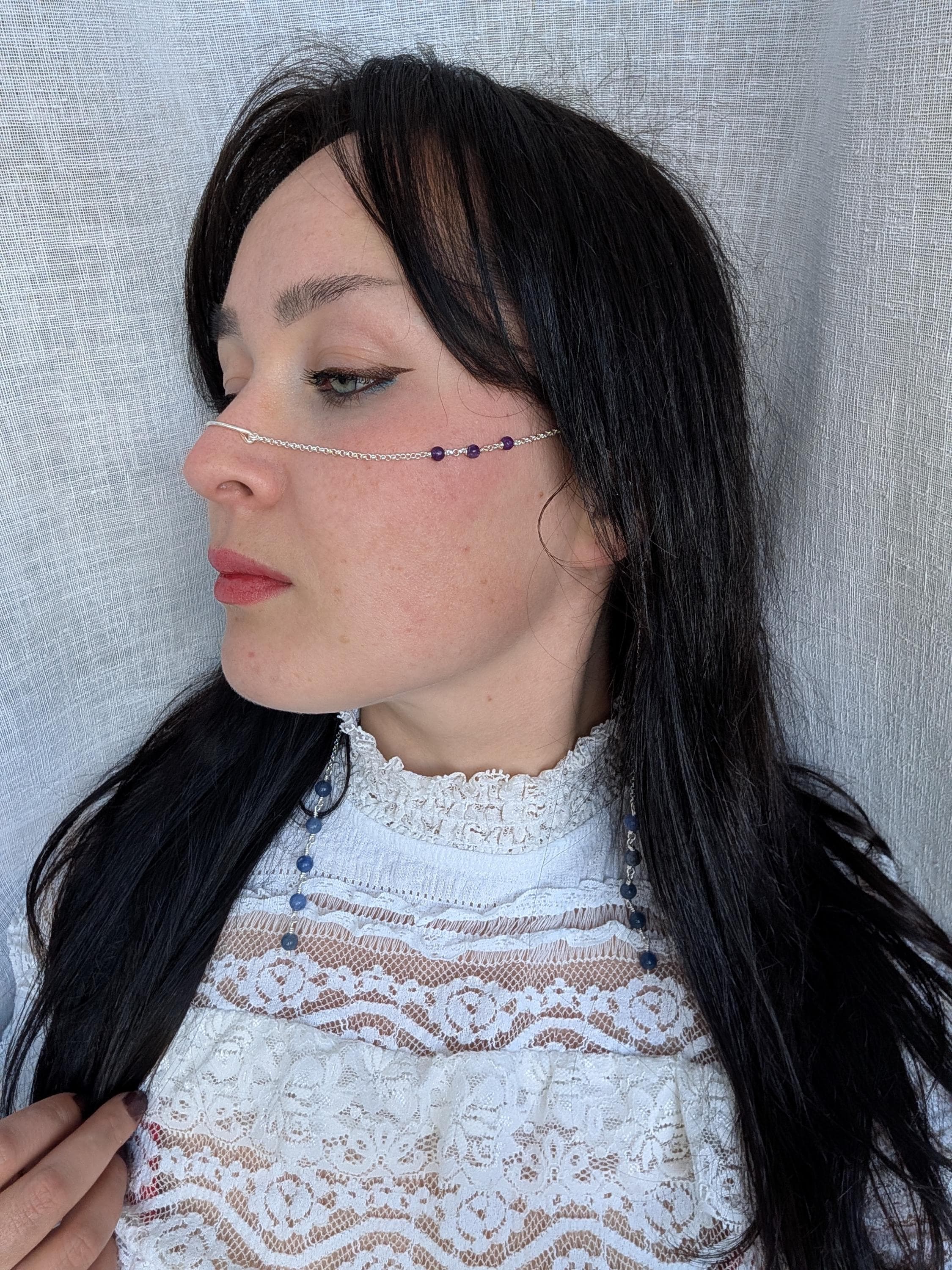 Lepidolite sodalite face chain