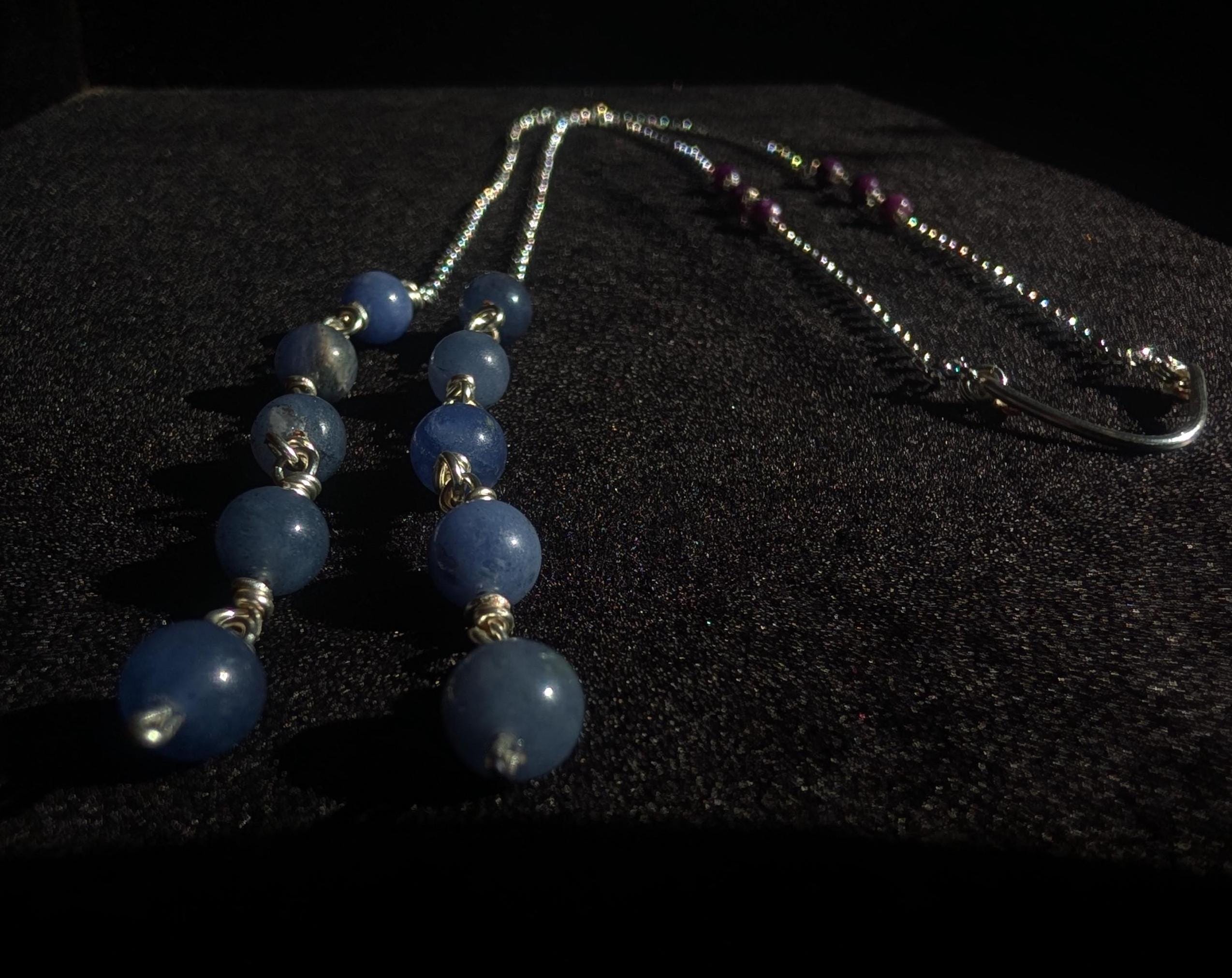 Lepidolite sodalite face chain