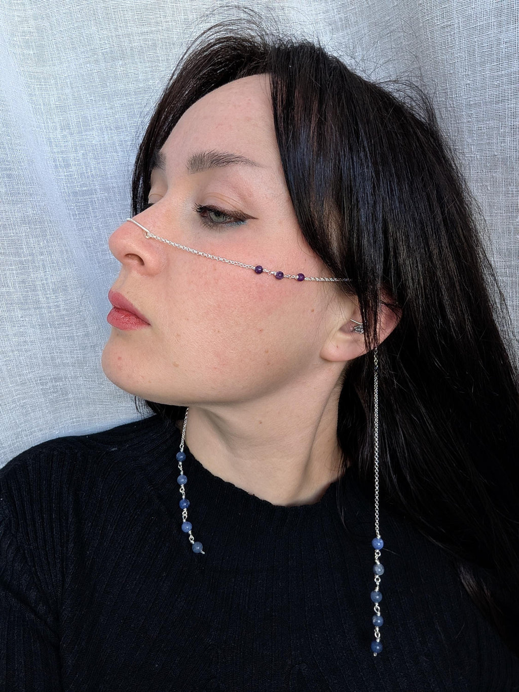 Lepidolite sodalite face chain