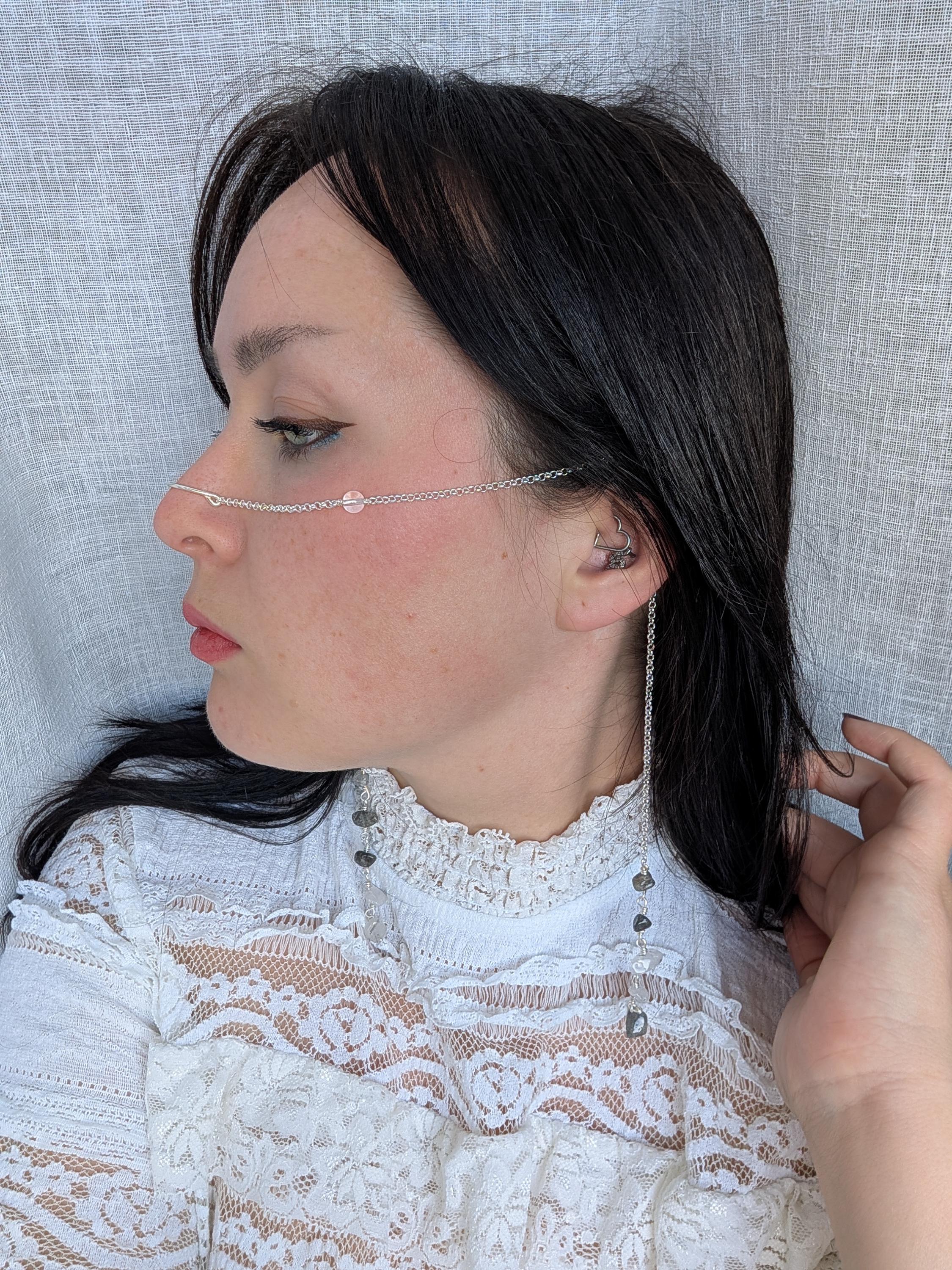 Protective clear quartz face chain