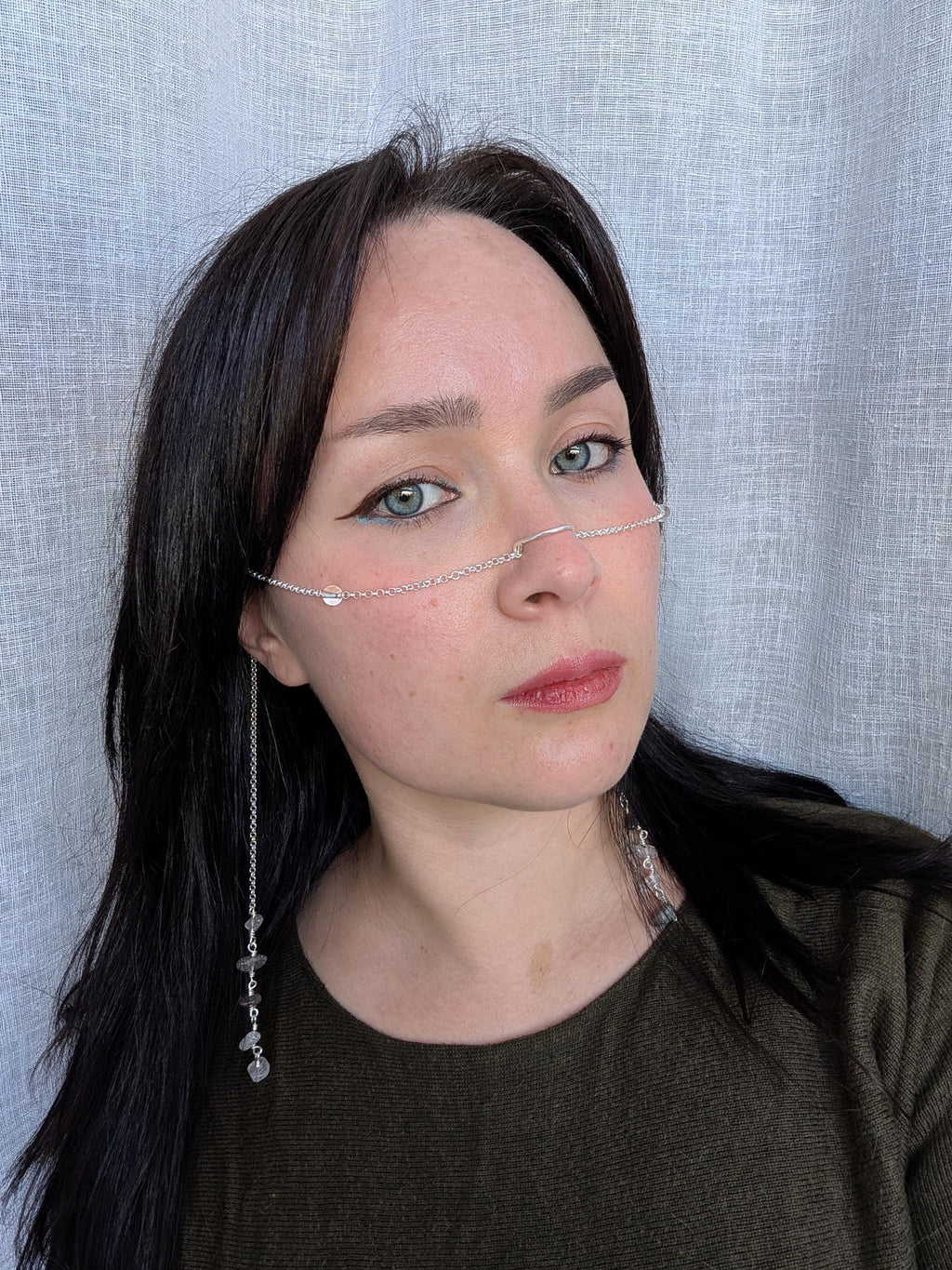 Protective clear quartz face chain