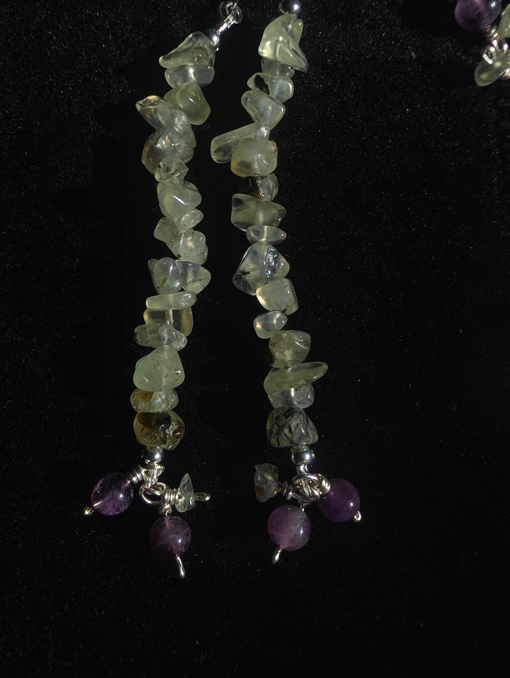 Prehnite amethyst face chain