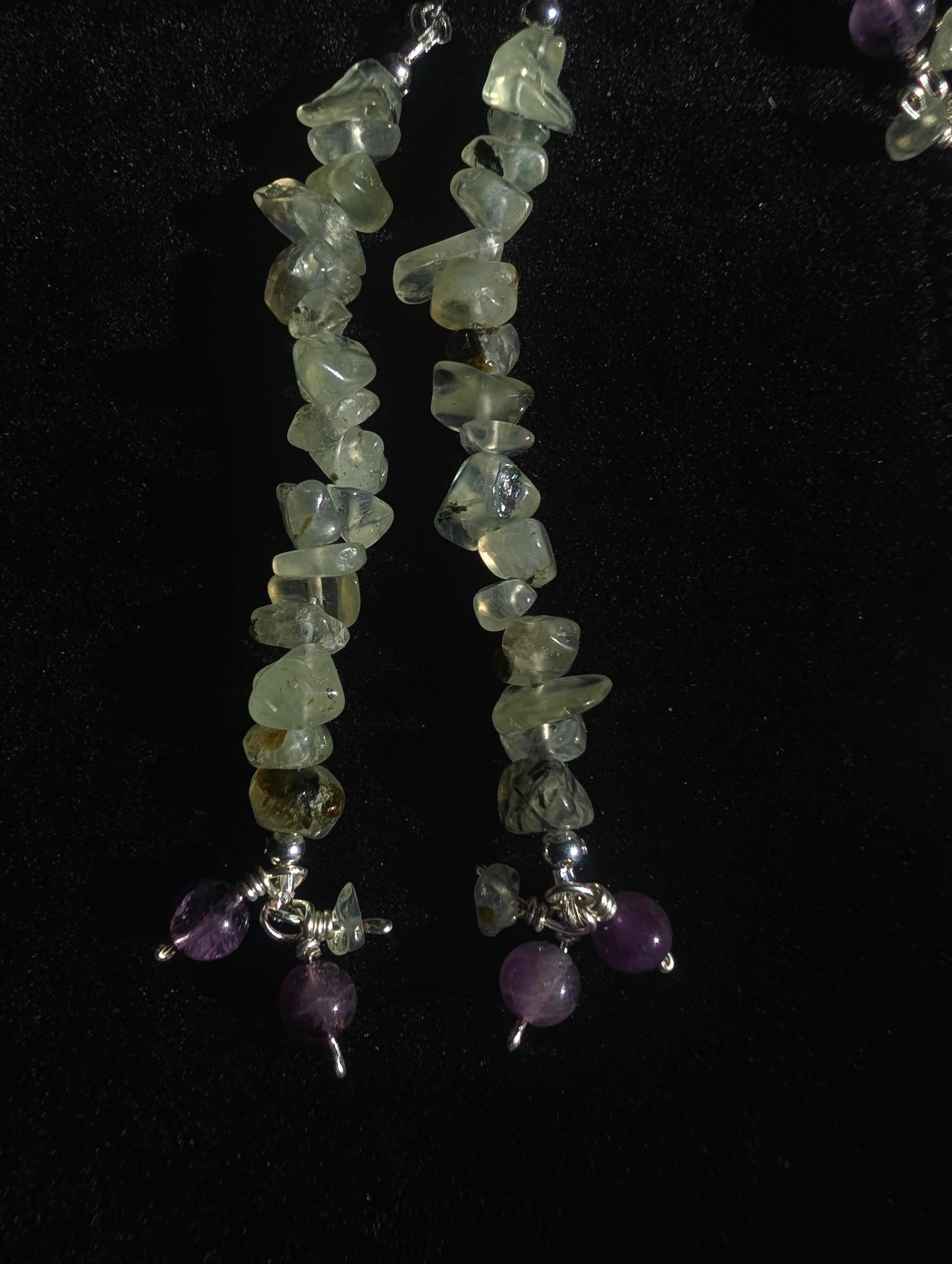Prehnite amethyst face chain