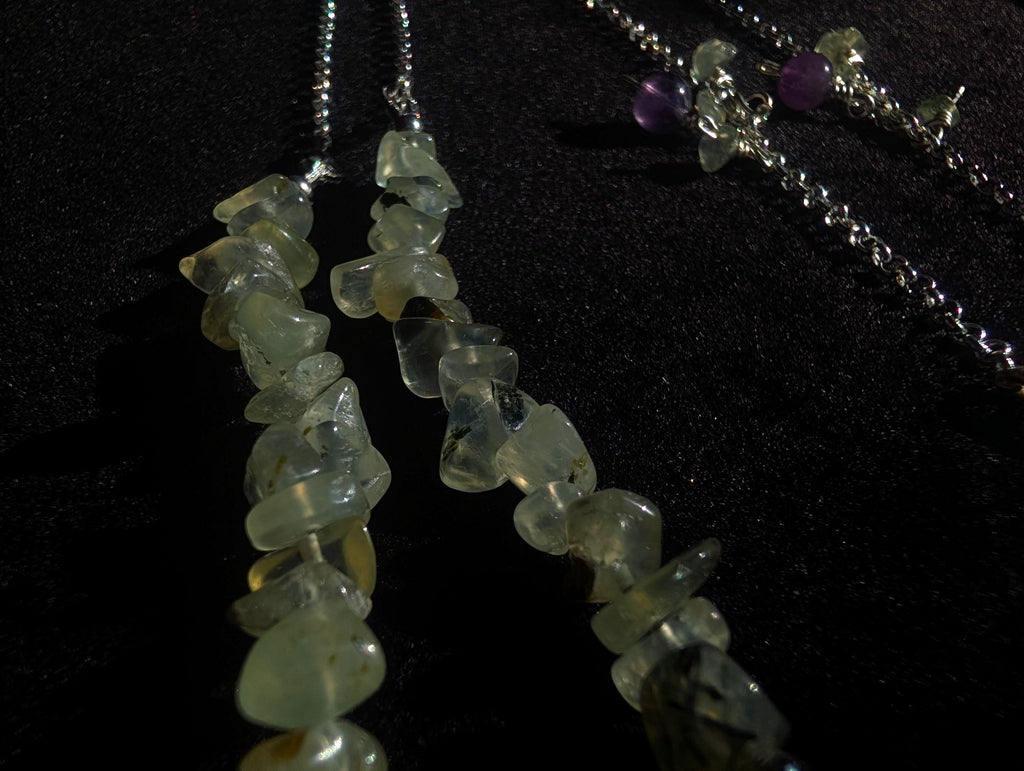 Prehnite amethyst face chain
