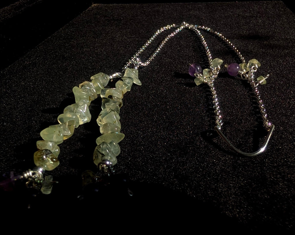 Prehnite amethyst face chain