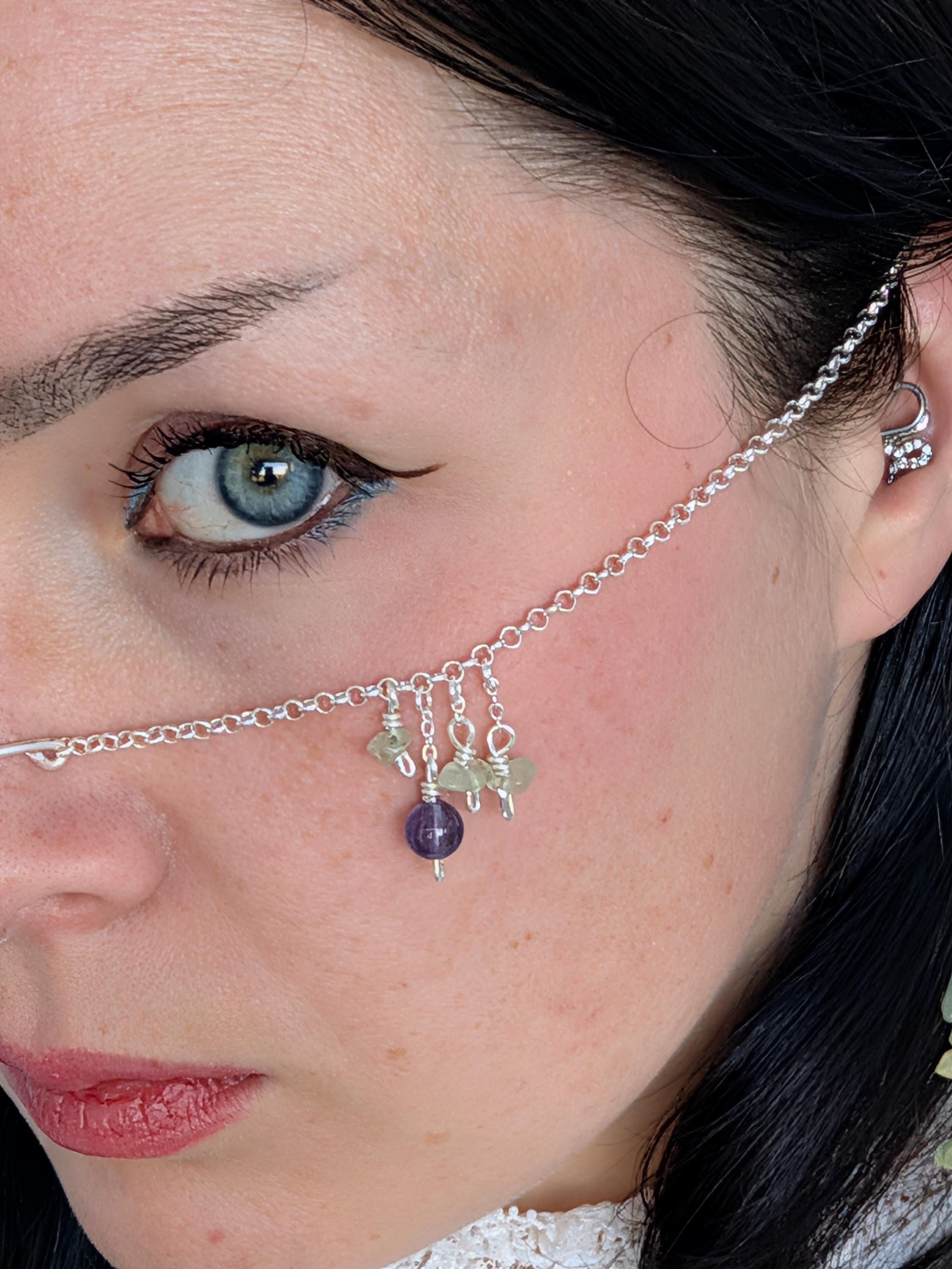 Prehnite amethyst face chain