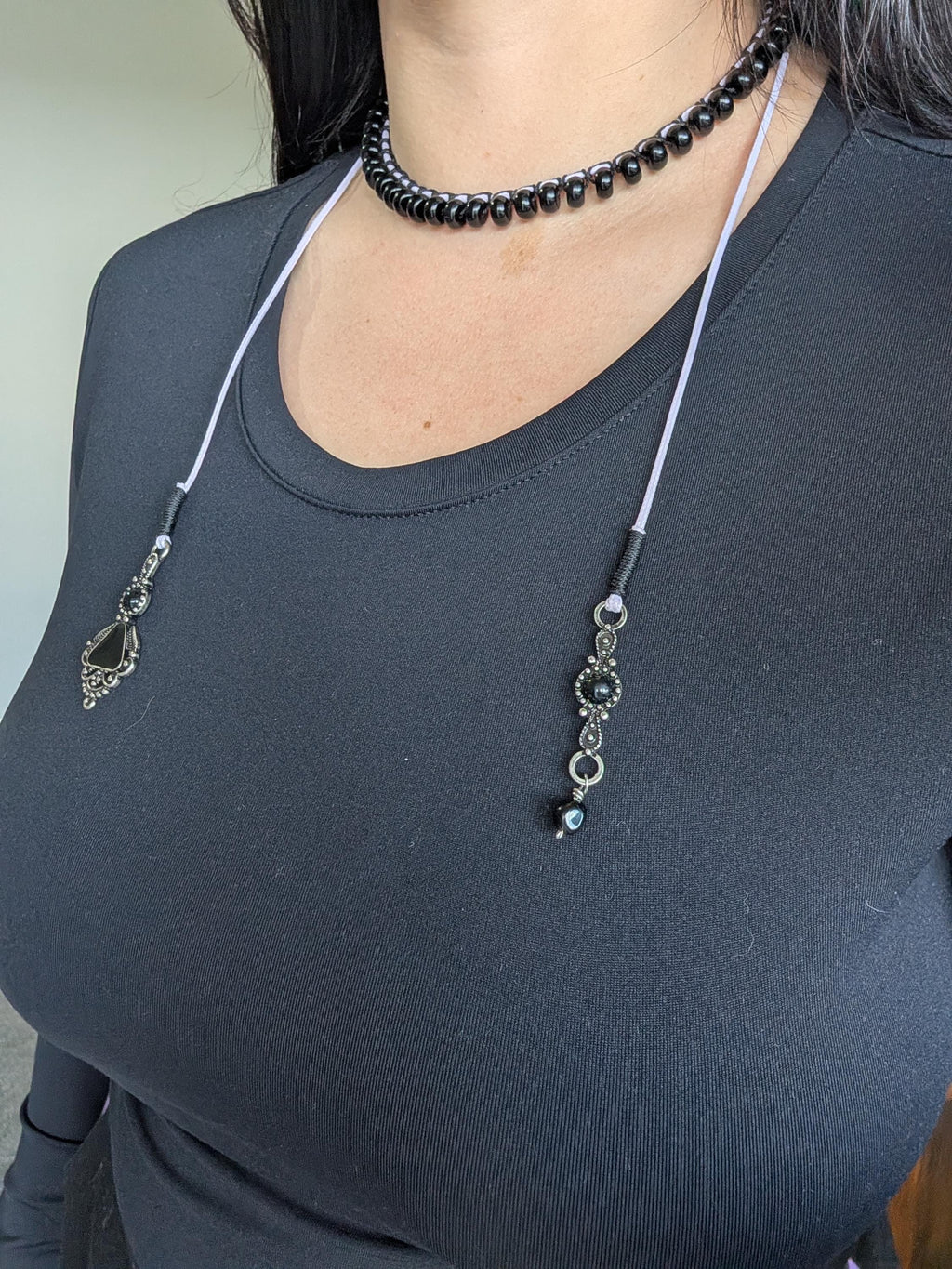 Black onyx choker necklace