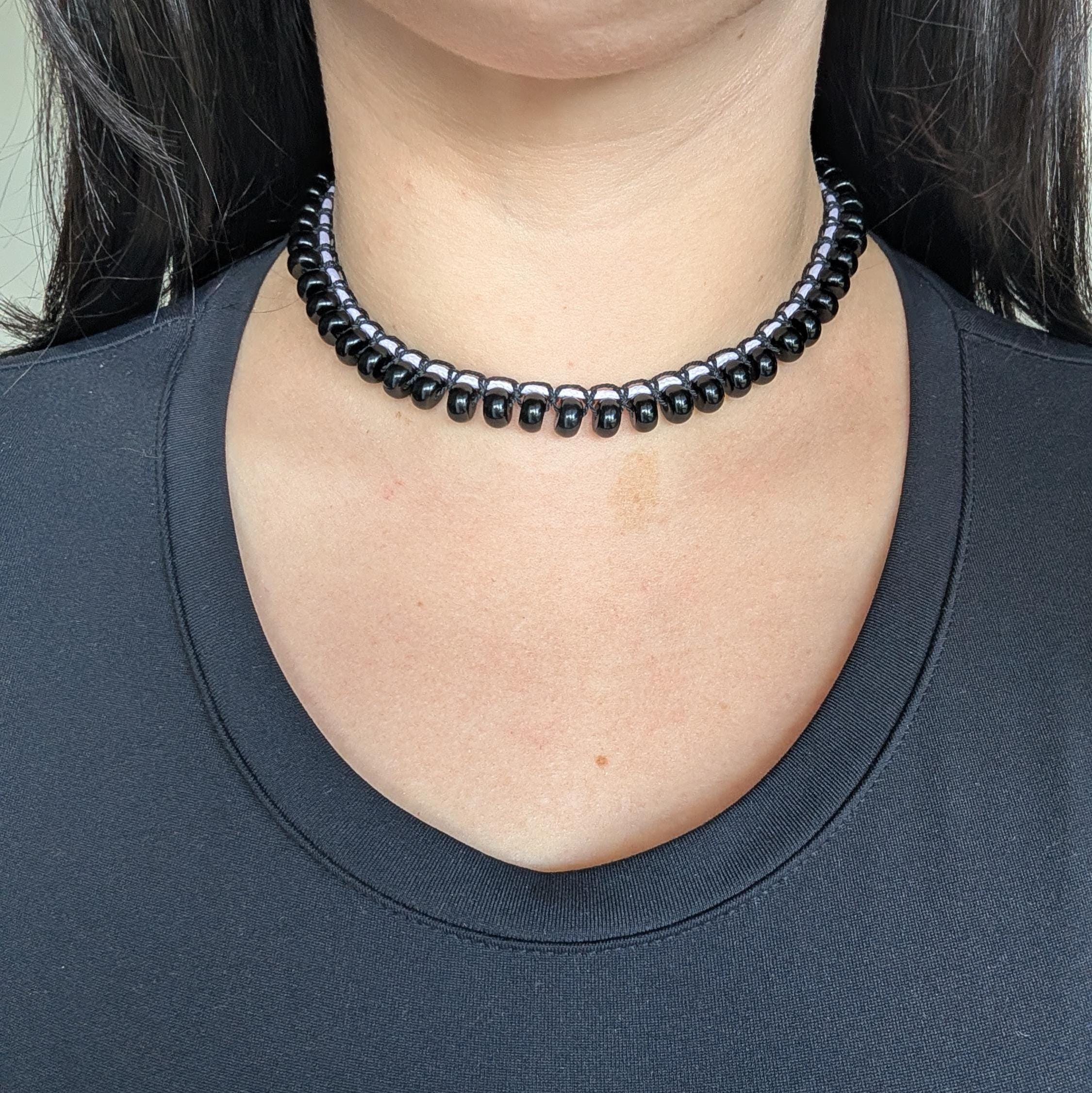 Black onyx choker necklace