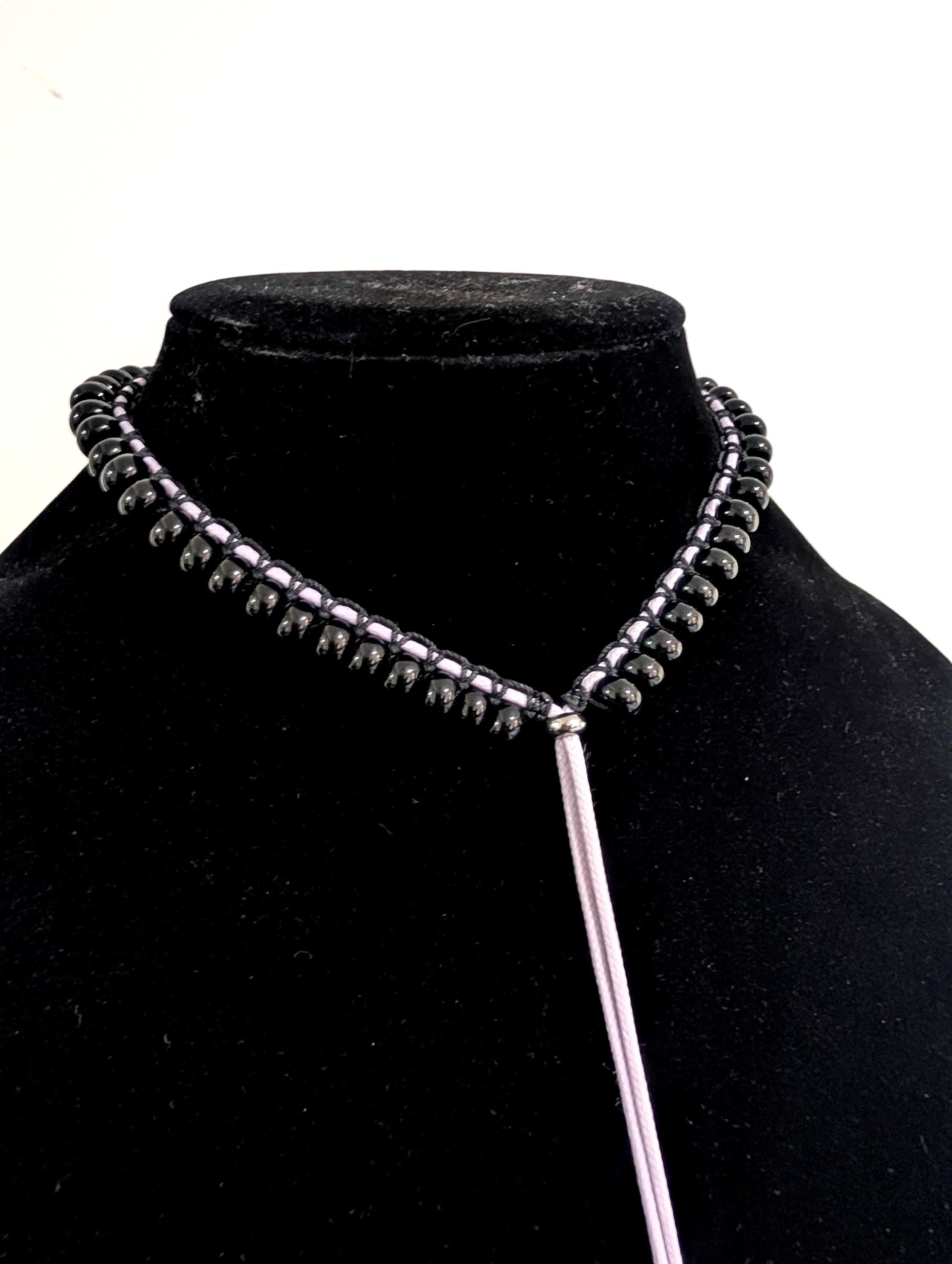 Black onyx choker necklace