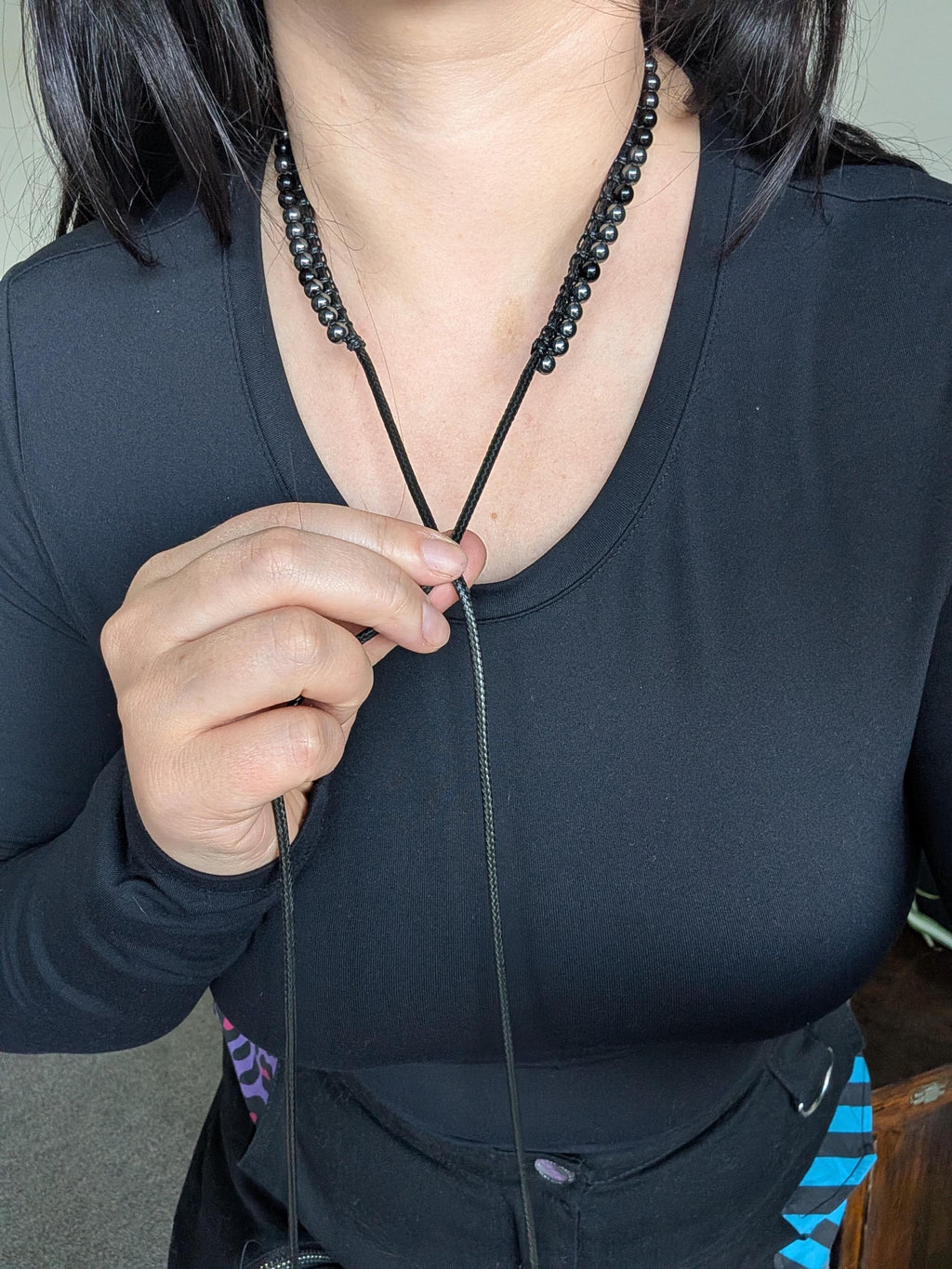 Multi way black onyx and hematite choker necklace