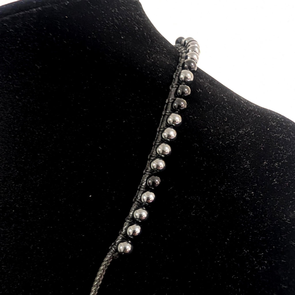 Multi way black onyx and hematite choker necklace