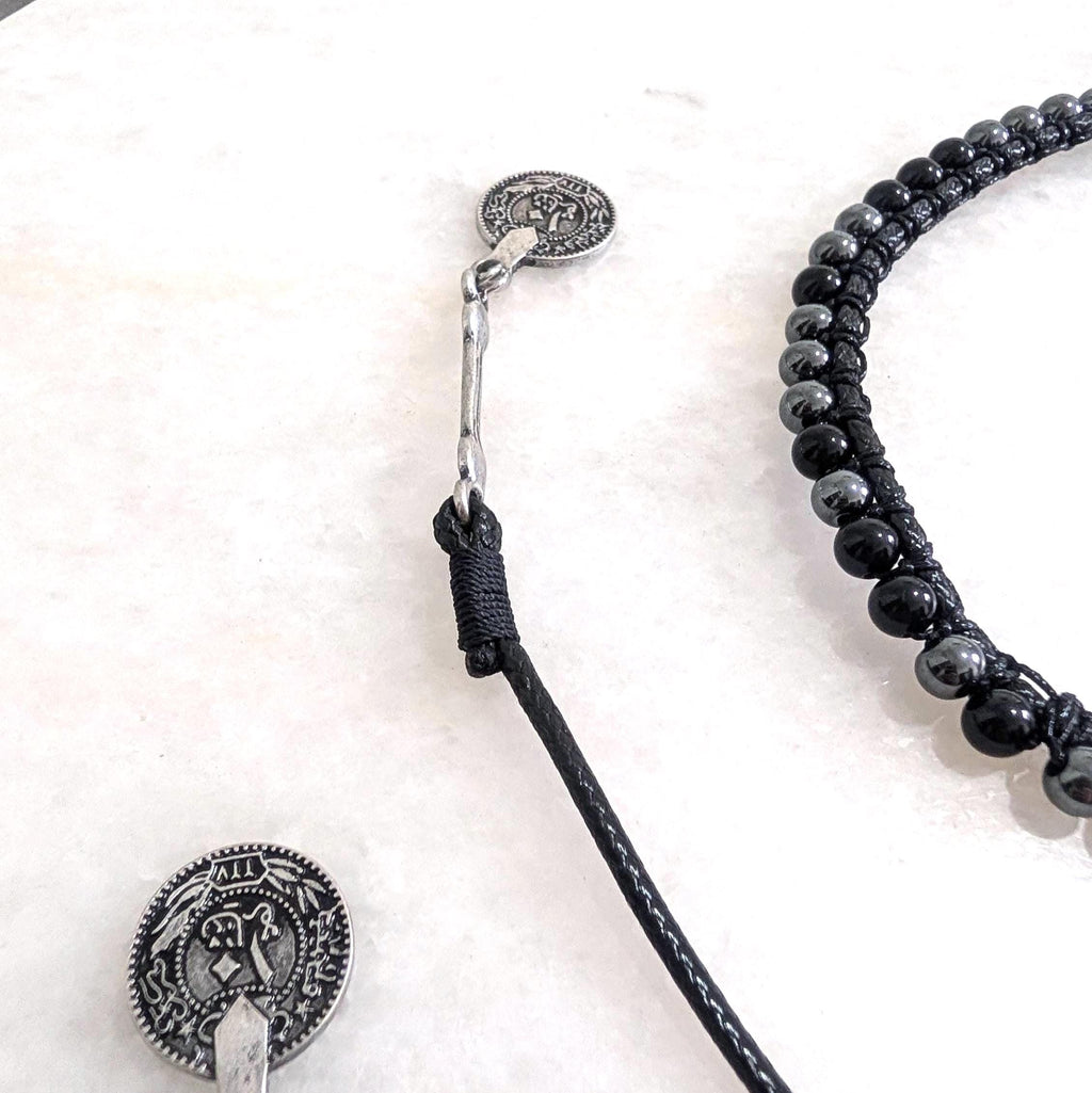 Multi way black onyx and hematite choker necklace