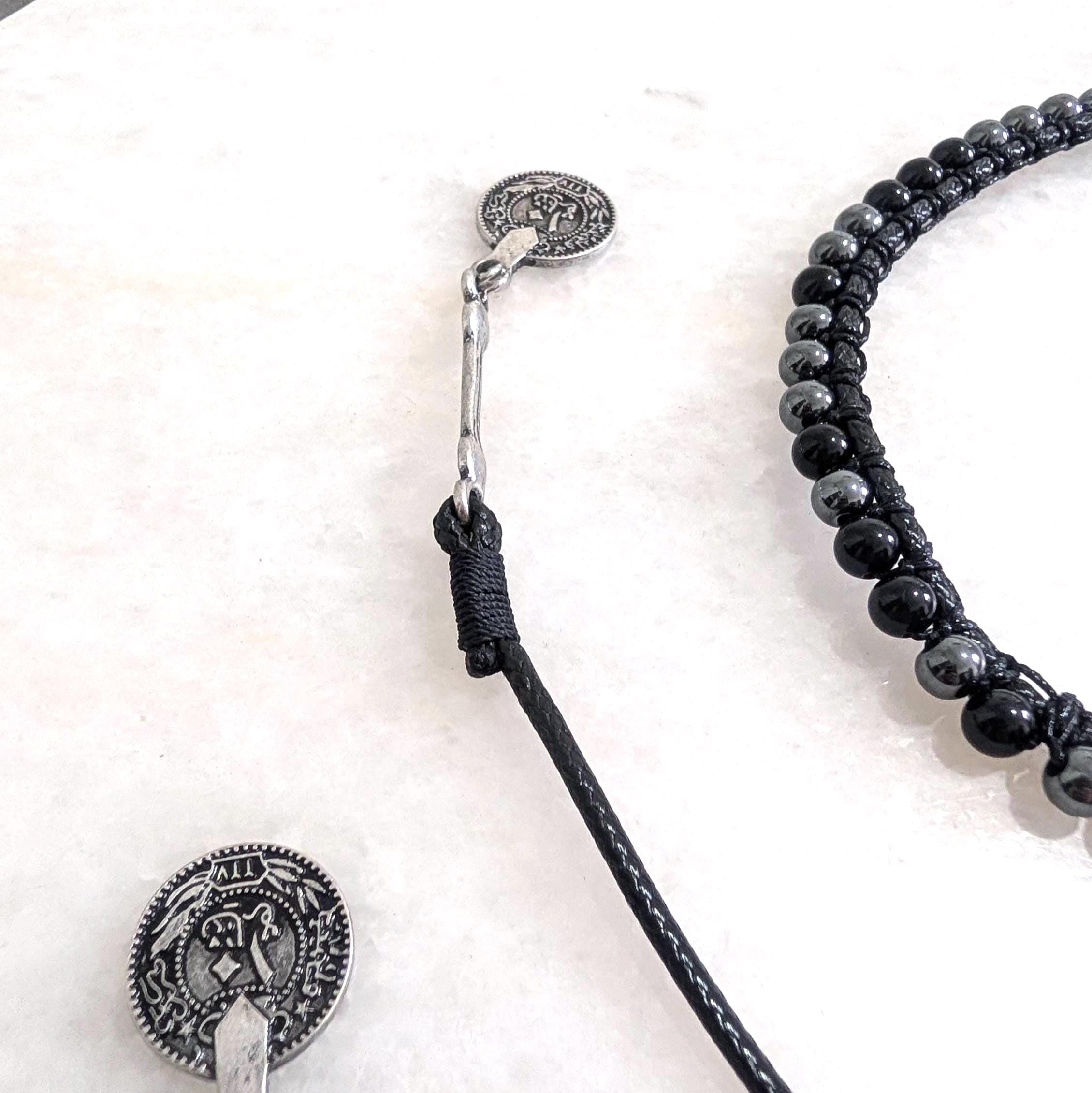 Multi way black onyx and hematite choker necklace