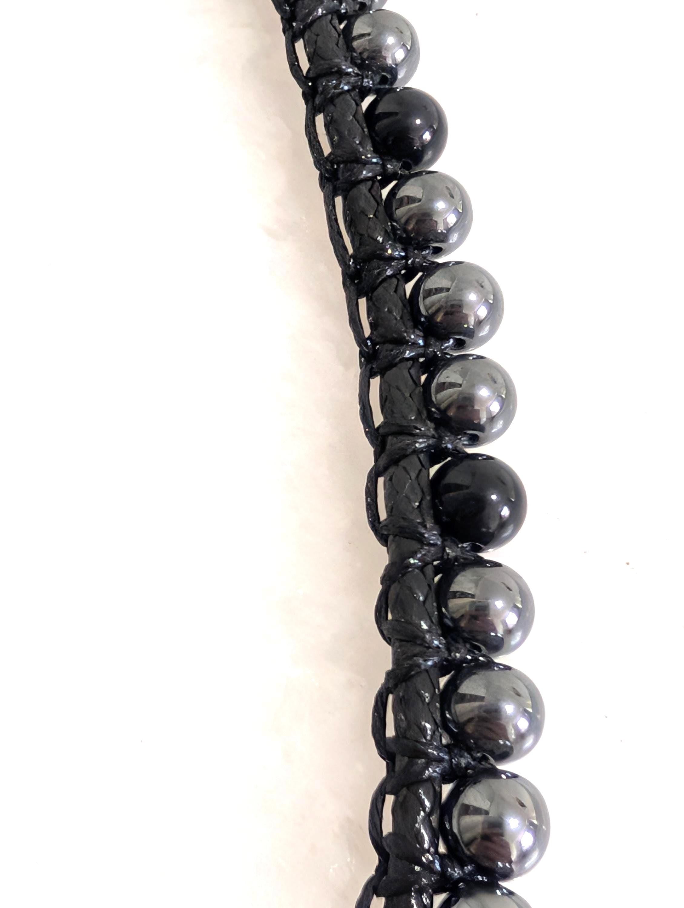 Multi way black onyx and hematite choker necklace