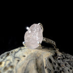 Raw natural rose quartz and white topaz ring | 925 Sterling Silver