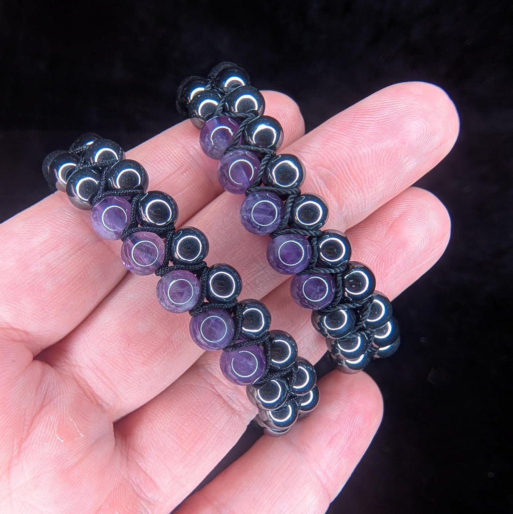 Amethyst hematite double row bracelet