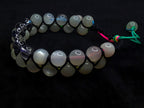 Clear quartz and moonstone double row bracelet | Rainbow or white cord wristband