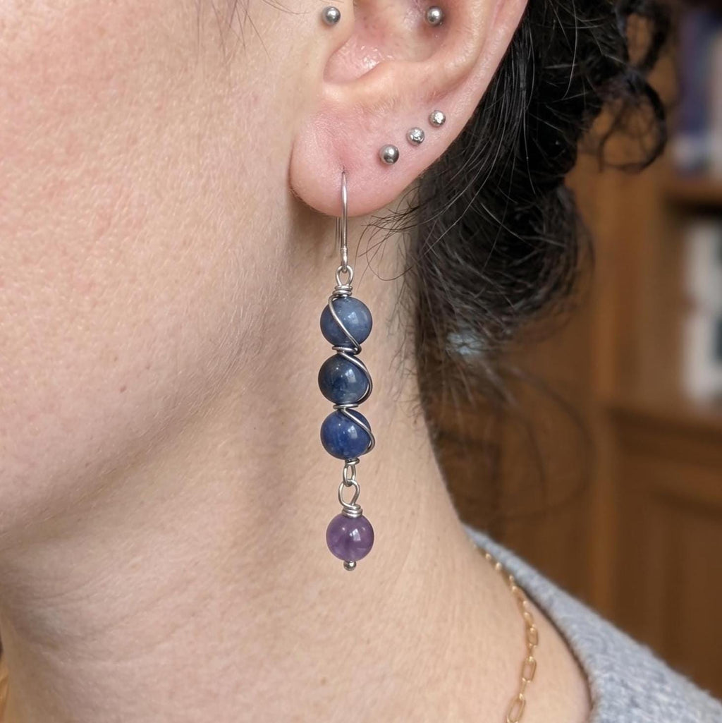 Wire wrapped crystal drop earrings - Choose your pair | Small