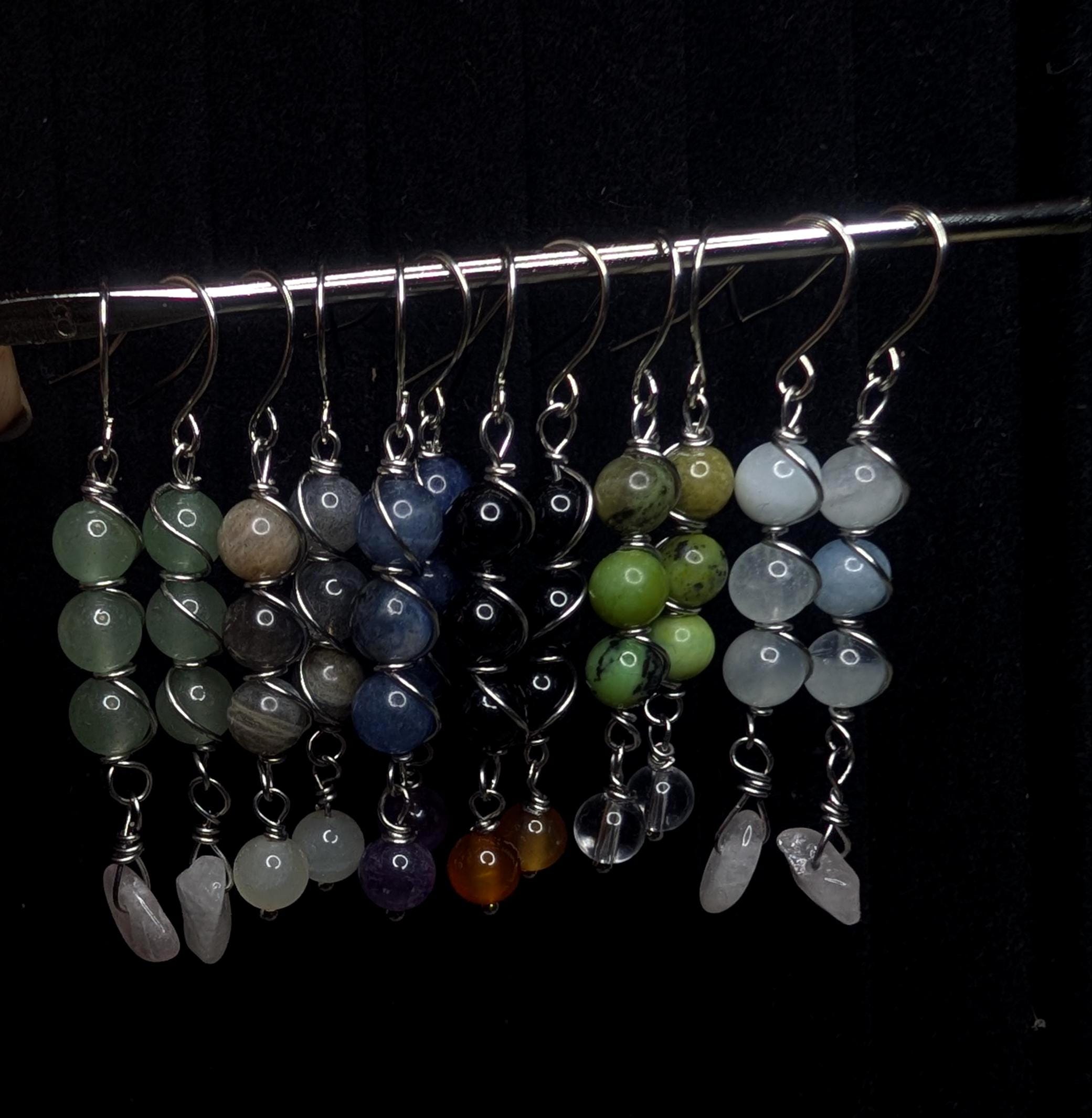 Wire wrapped crystal drop earrings - Choose your pair | Small