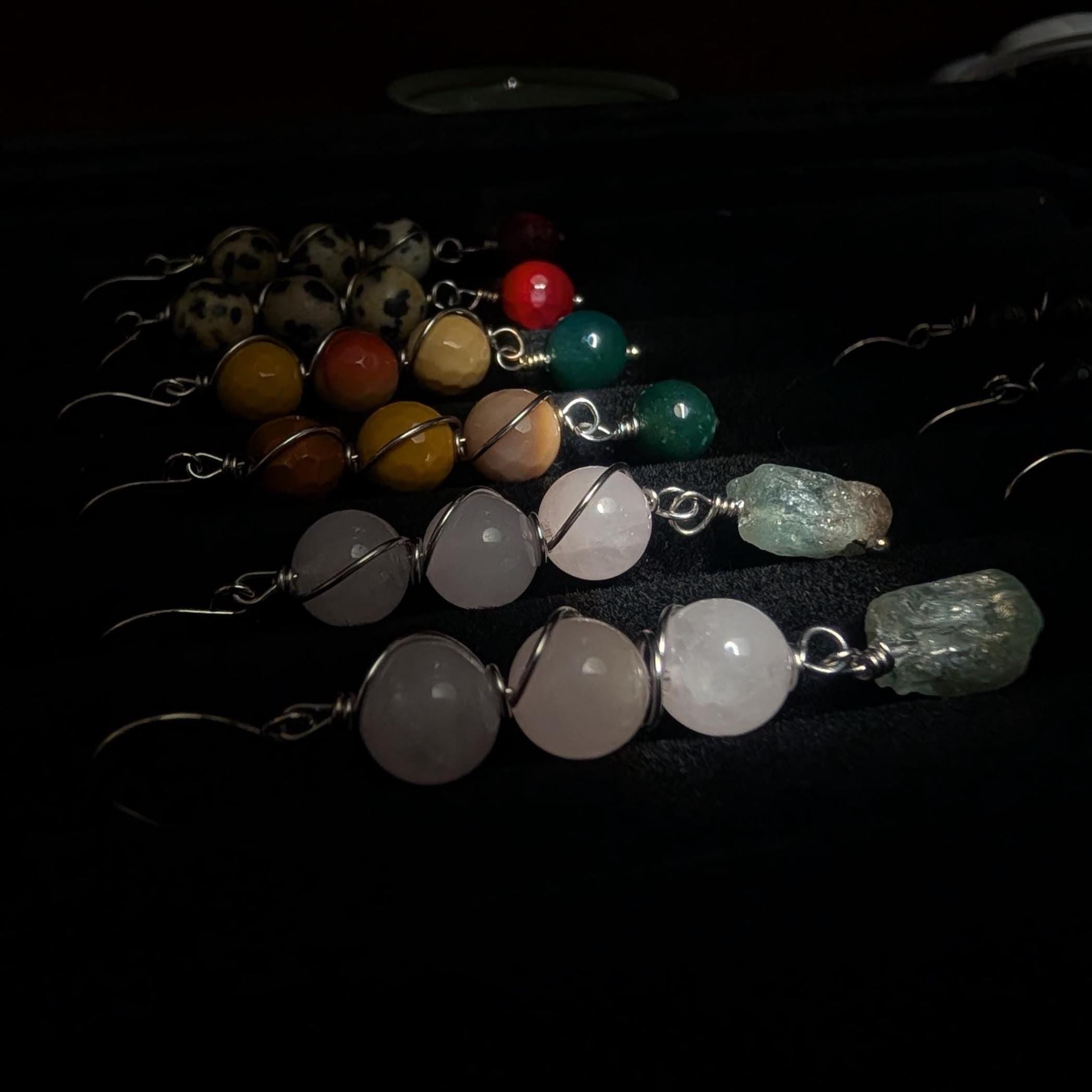 Wire wrapped crystal drop earrings - Choose your pair | Large