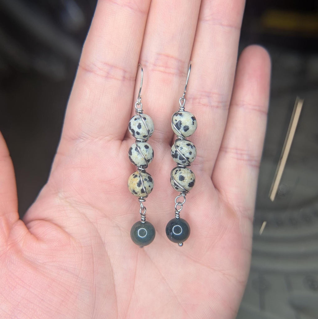 Wire wrapped crystal drop earrings - Choose your pair | Large