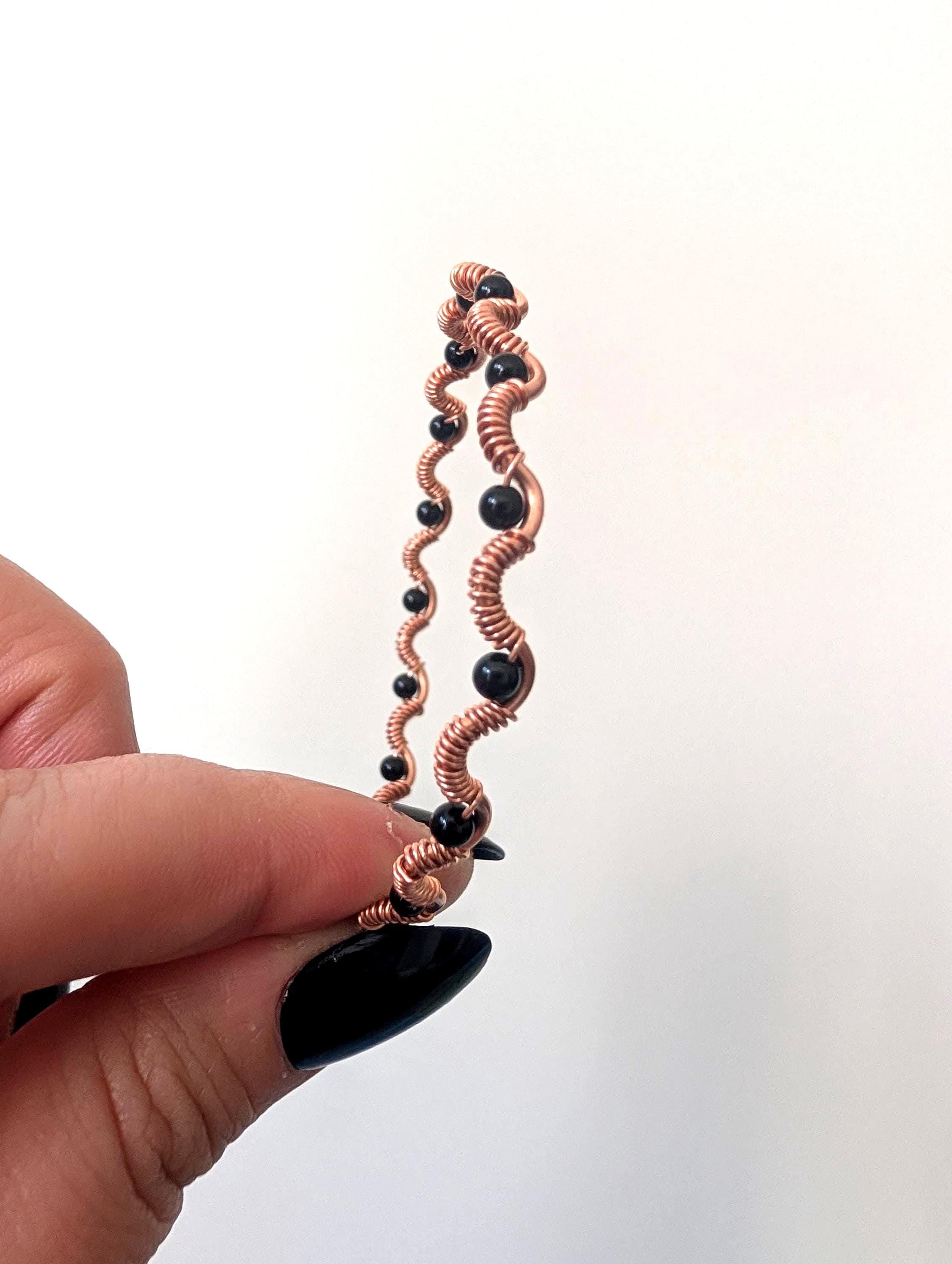 Custom copper wire wrapped crystal bracelet