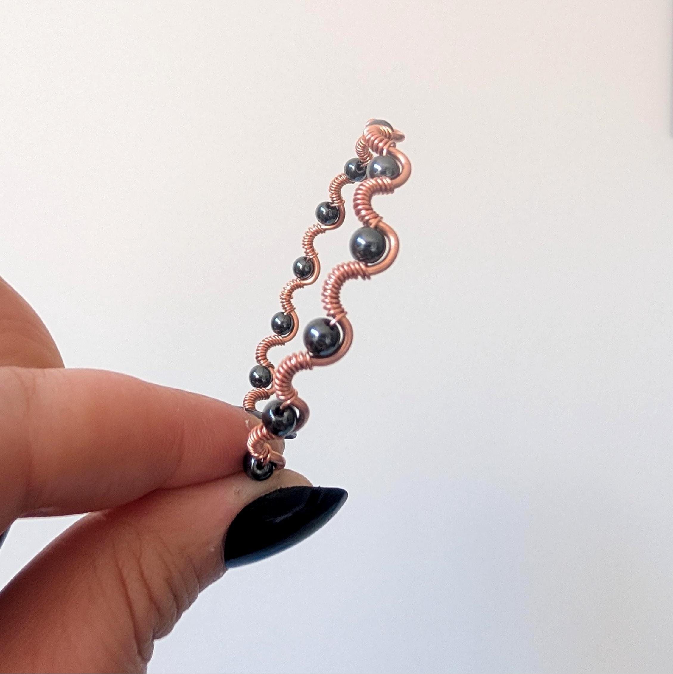 Custom copper wire wrapped crystal bracelet