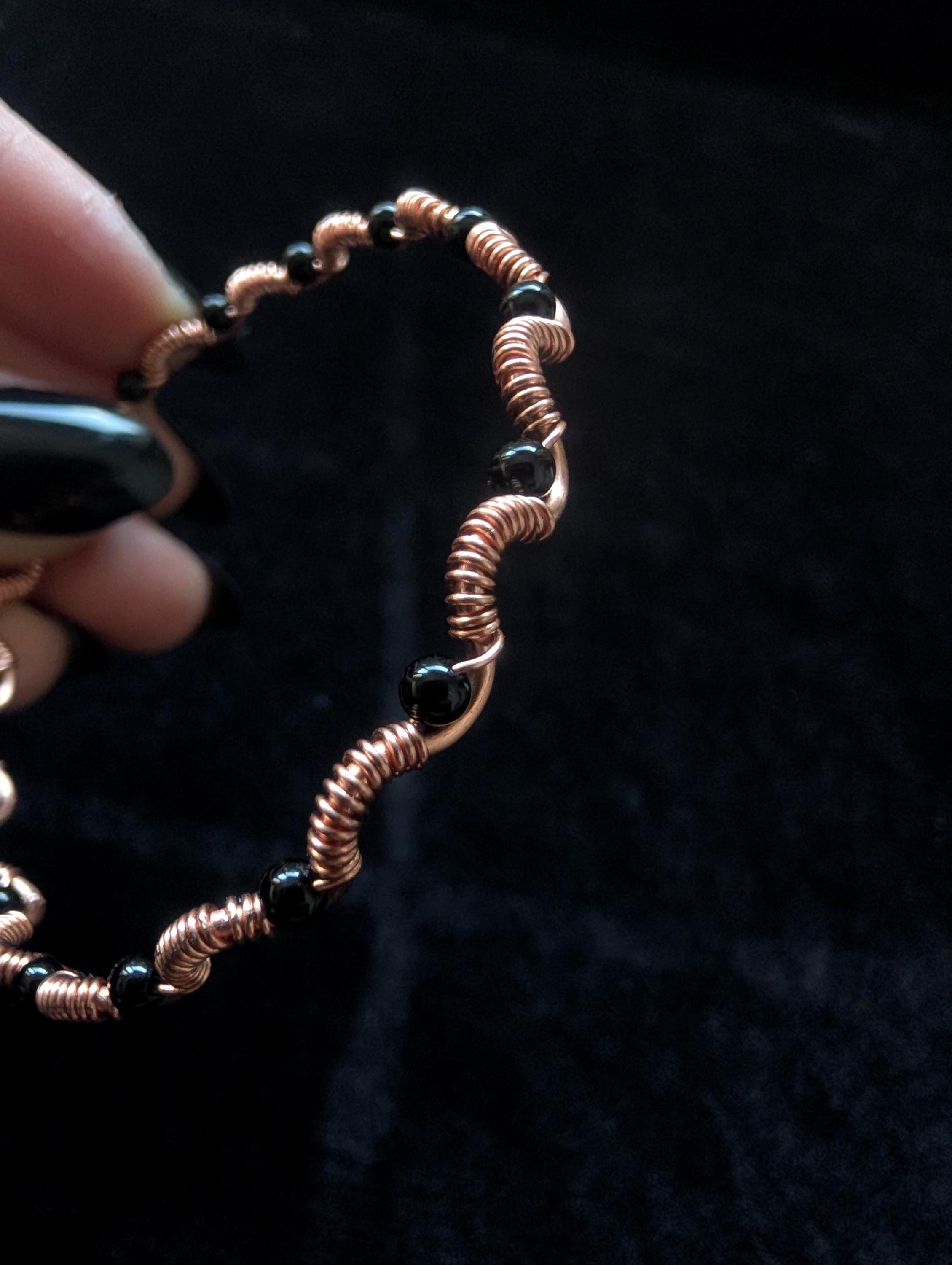 Custom copper wire wrapped crystal bracelet